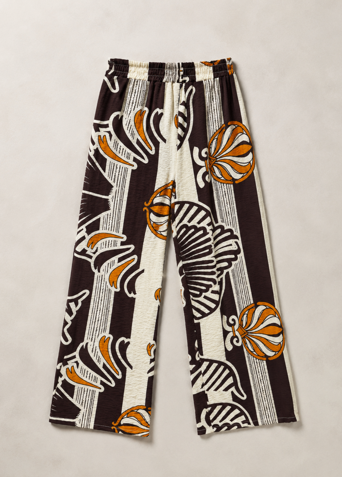 CALÇA PANTALONA COM ESTAMPADO EM TONS TERRA E ELÁSTICO NO CÓS - ALIBY