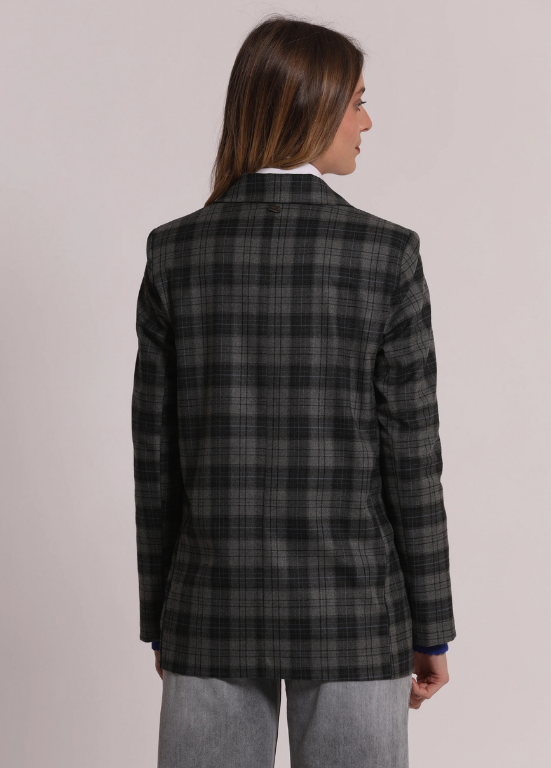 BLAZER DE XADREZ CINZA E AZUL - MIMI MUA