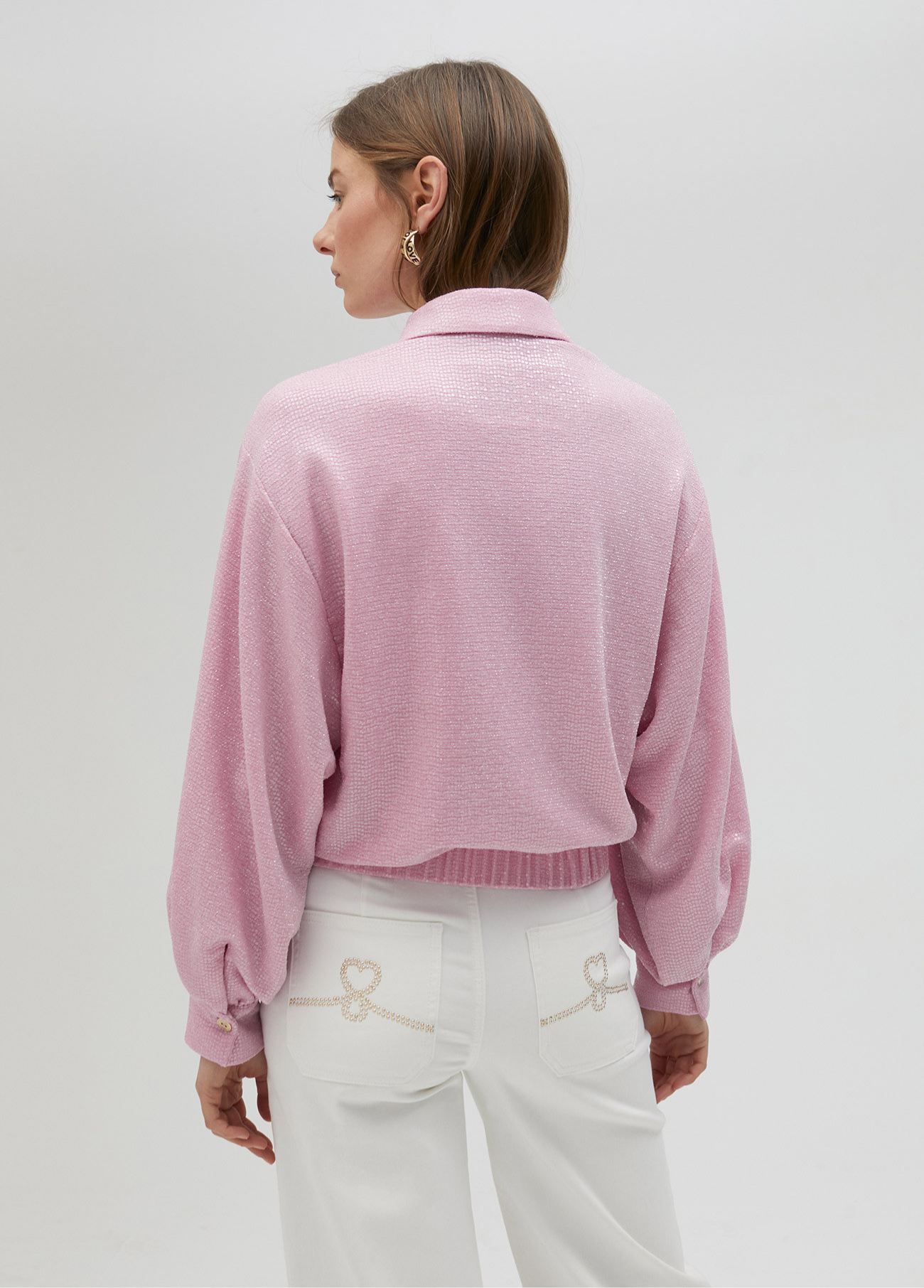 CASACO BOMBER DE LANTEJOULAS ROSA - LOLA CASDEMUNT