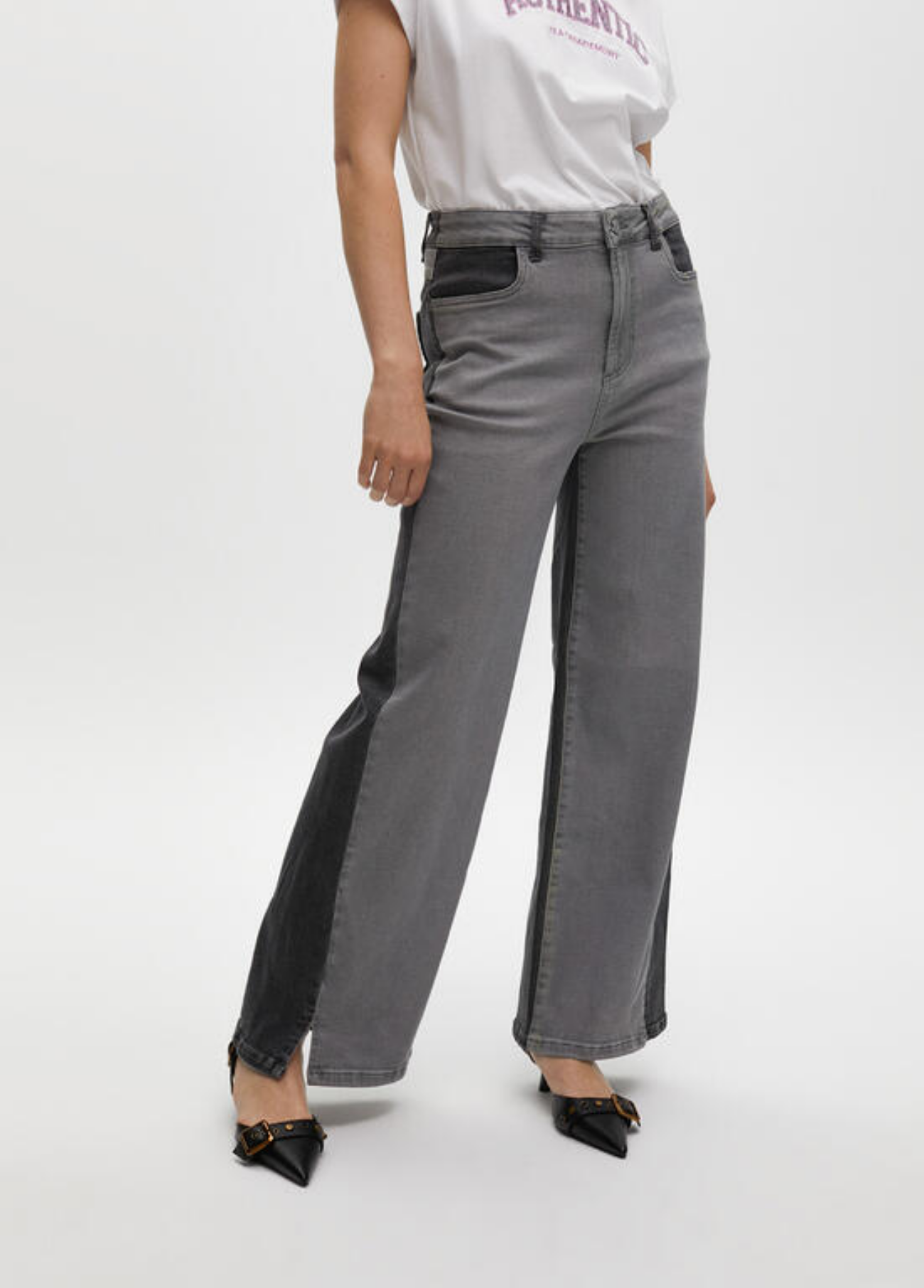 JEANS PERNA LARGA CONTRASTE BICOLOR - LOLA CASADEMUNT