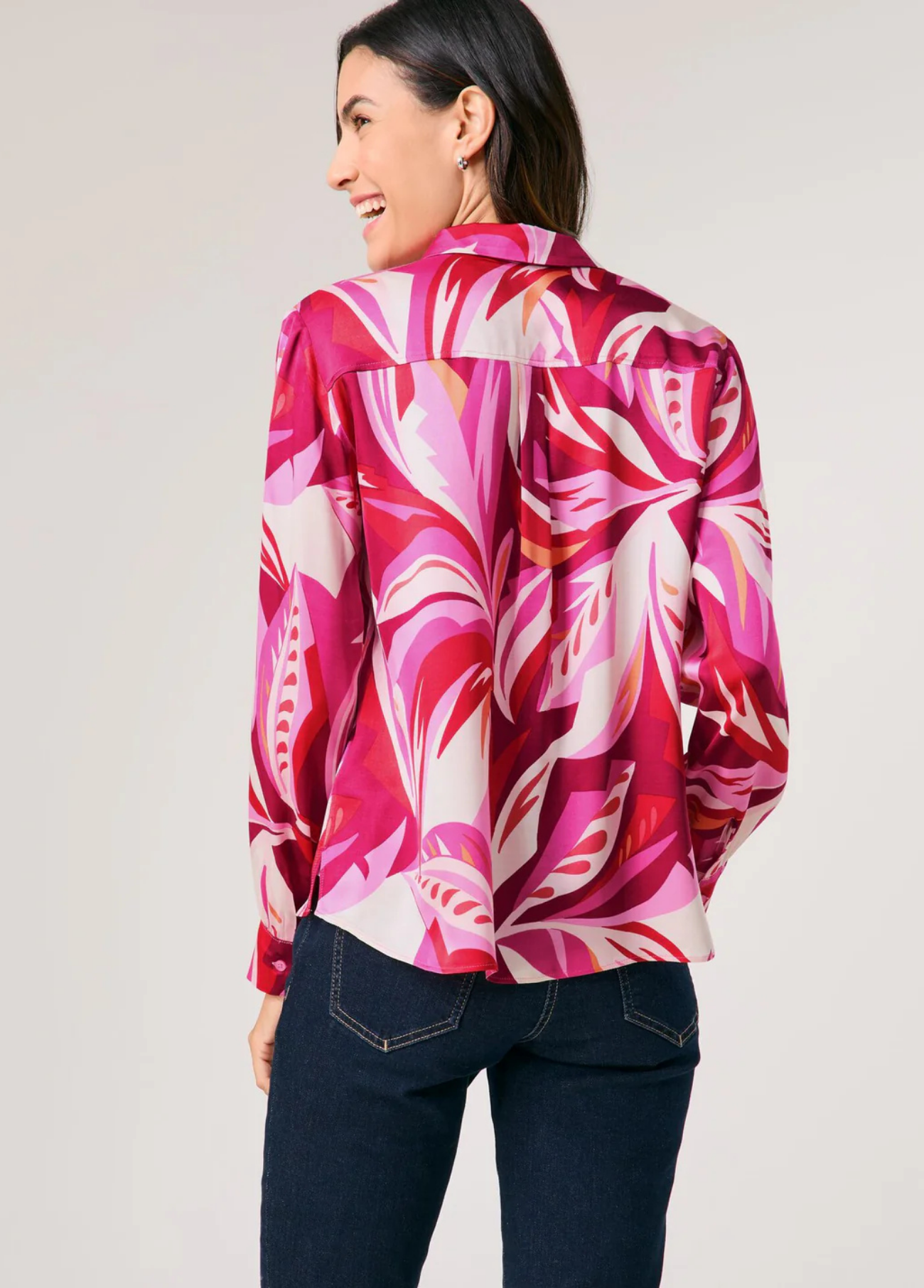 BLUSA DE CETIM COM PADRÃO FLORAL MULTICOLORIDO - GERRY WEBER