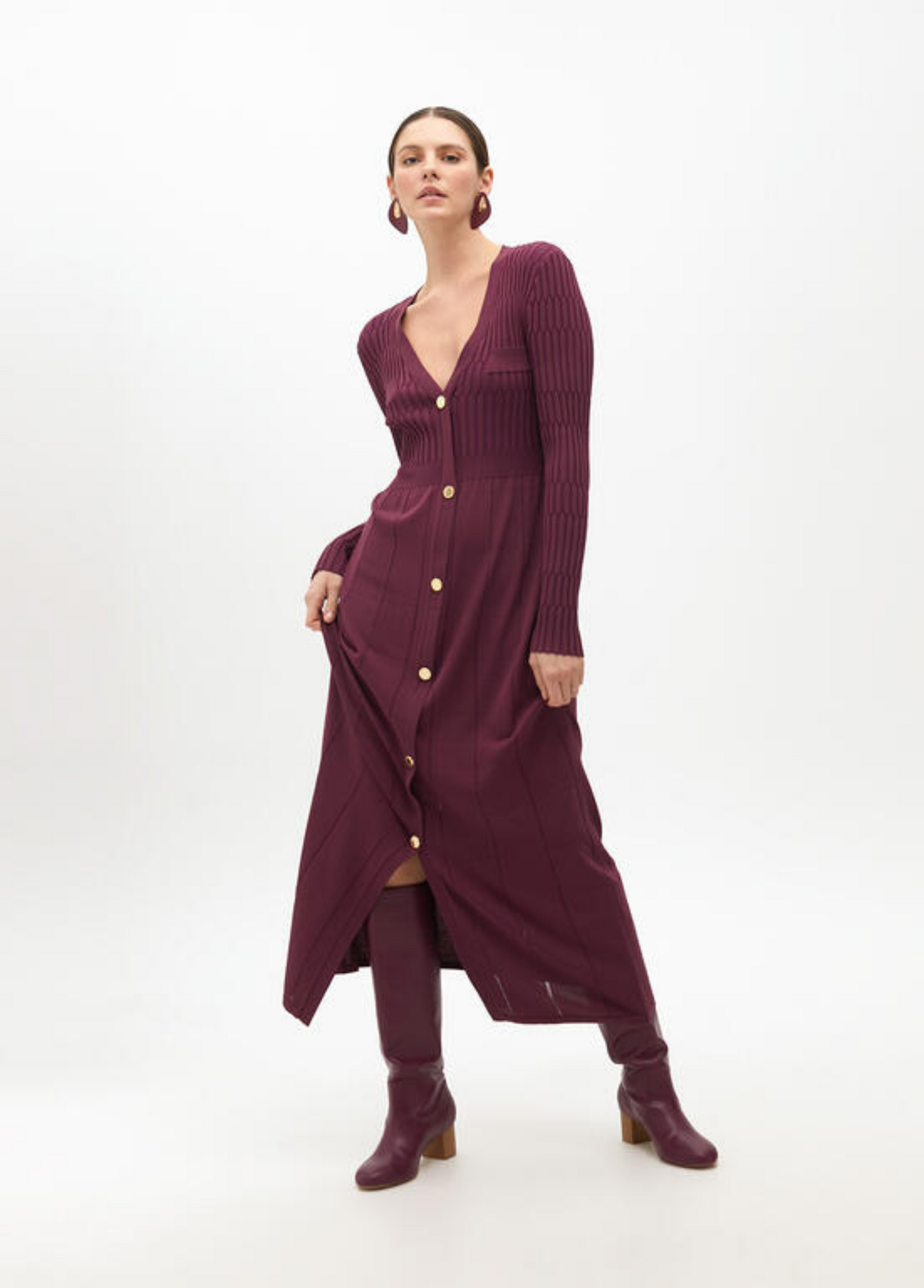 VESTIDO DE MALHA COM BOTÕES - LOLA CASADEMUNT