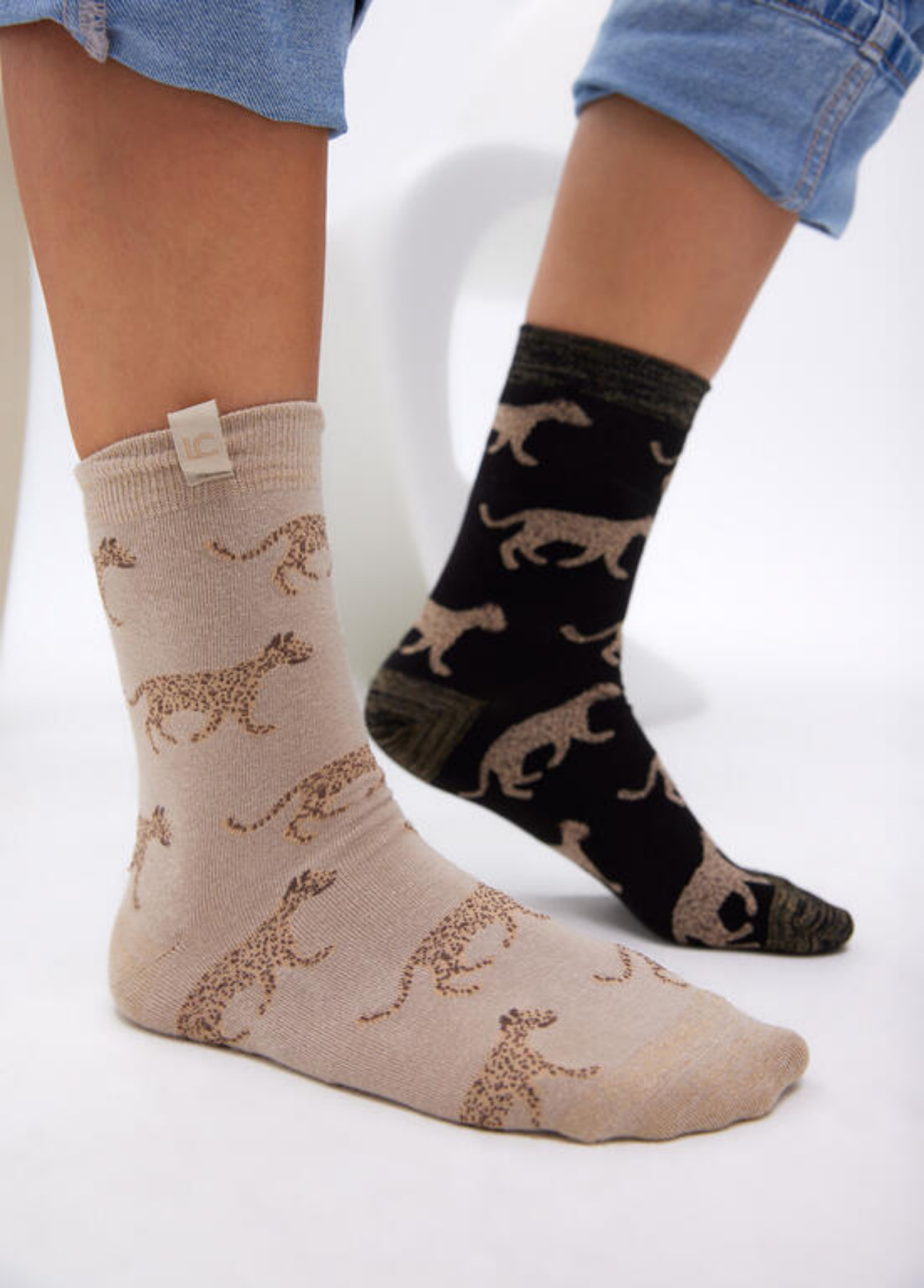 PACK MEIAS COM ESTAMPADO LEOPARDO - LOLA CASADEMUNT