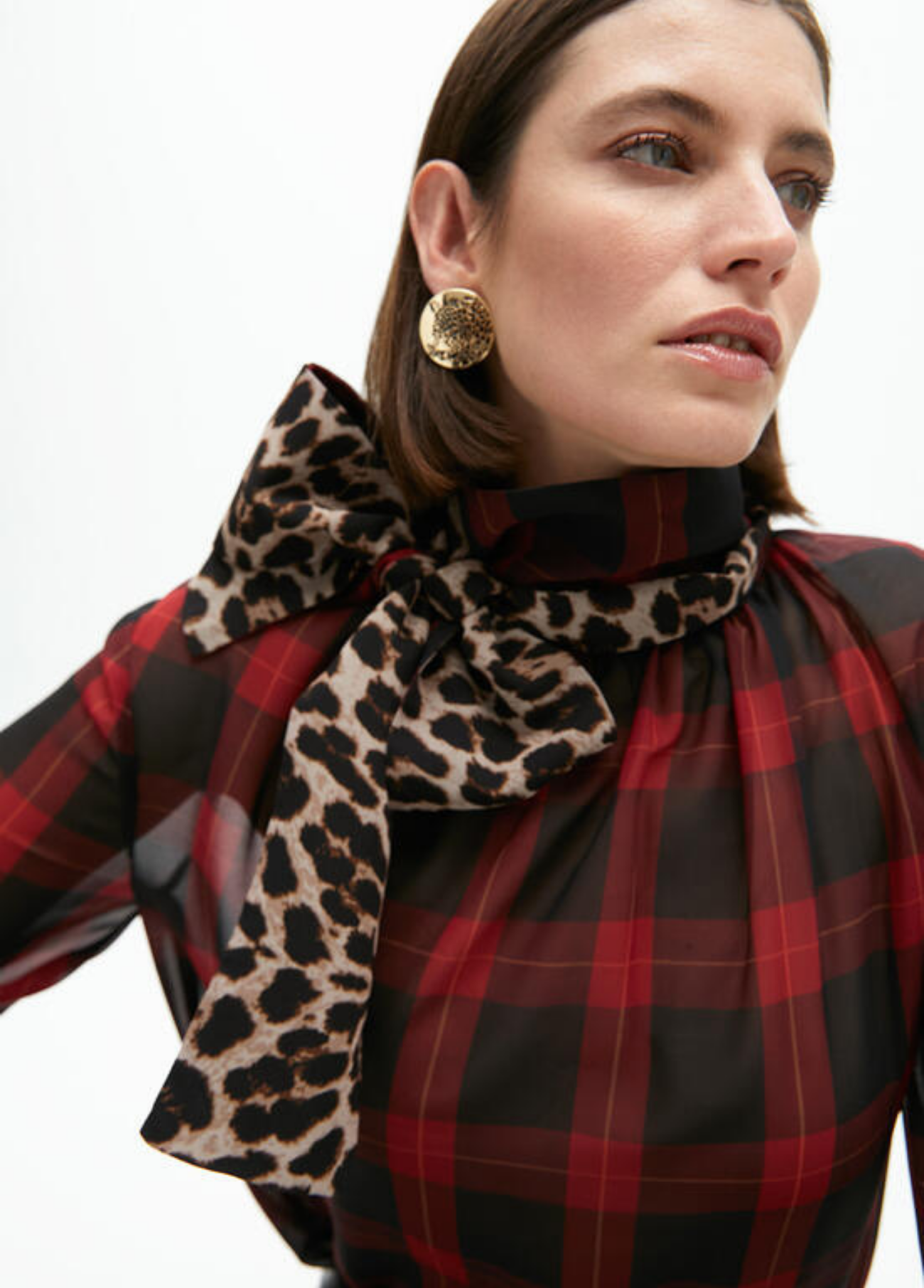 CAMISA XADREZ COM LENÇO ANINAL PRINT - LOLA CASADEMUNT