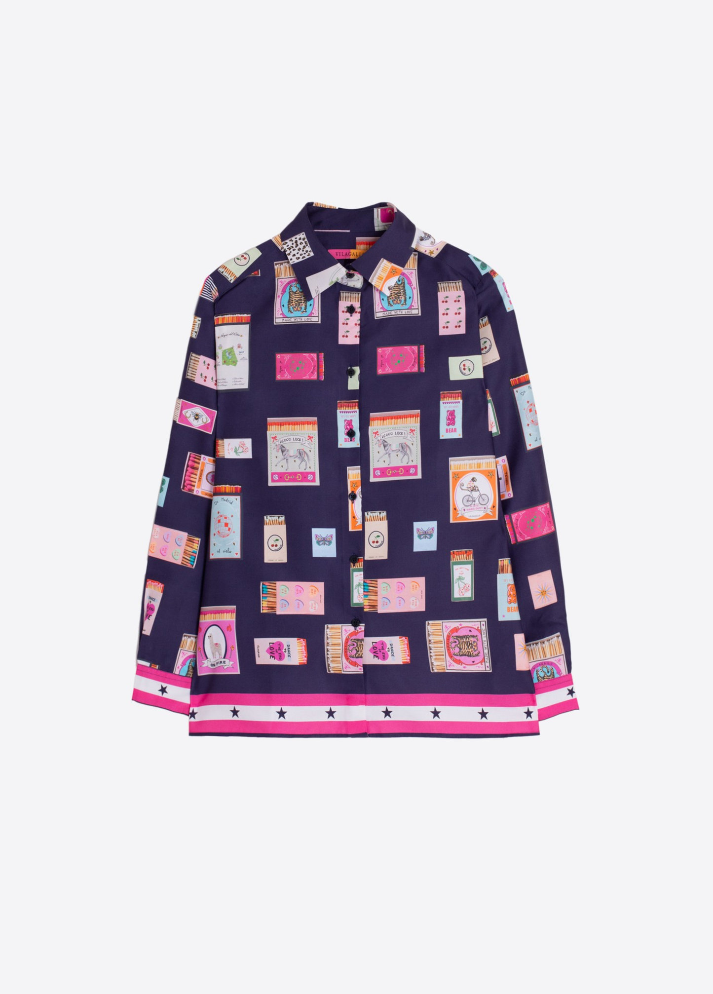 CAMISA DE MANGA COM ESTAMPA DE CAIXA DE FÓSFOROS - VILAGALLO