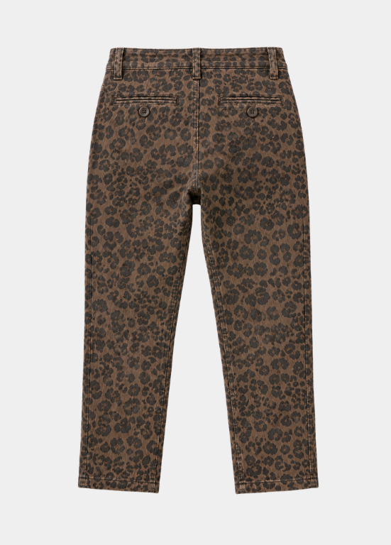 CALÇAS DE BOMBAZINE FINA COM PADRÃO ANIMAL PRINT - ALIBY