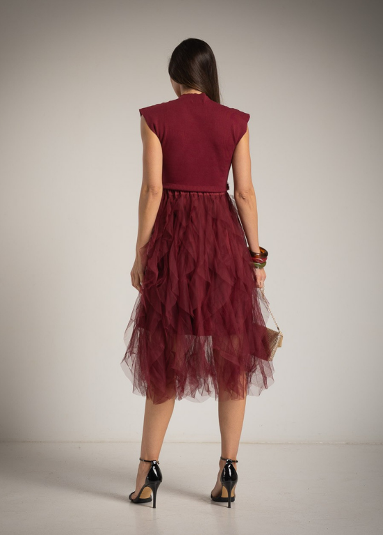 VESTIDO TULE BORDEAUX - ALIBY