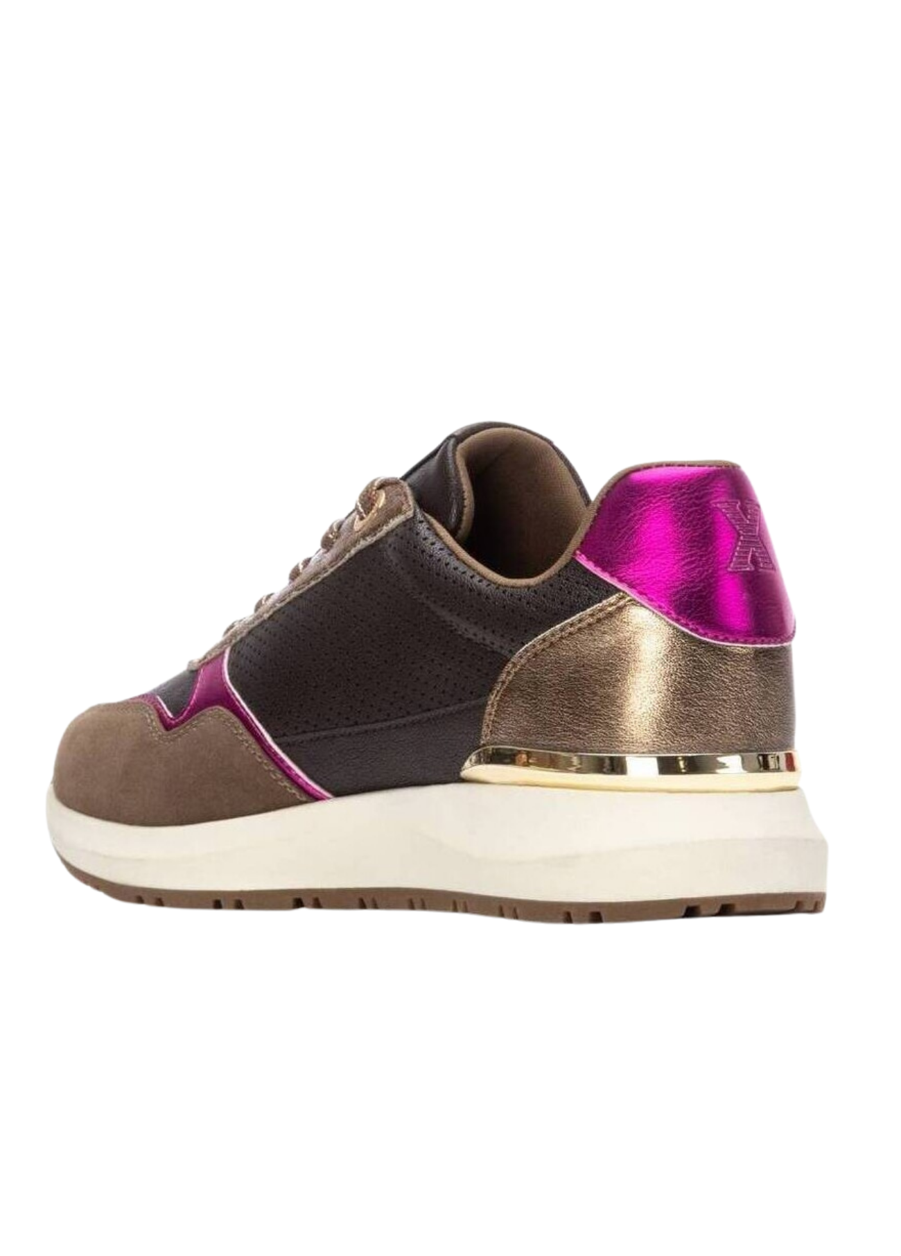 TÉNIS CASTANHOS COM DETALHES DOURADOS E ROSA METÁLICO - XTI SHOES