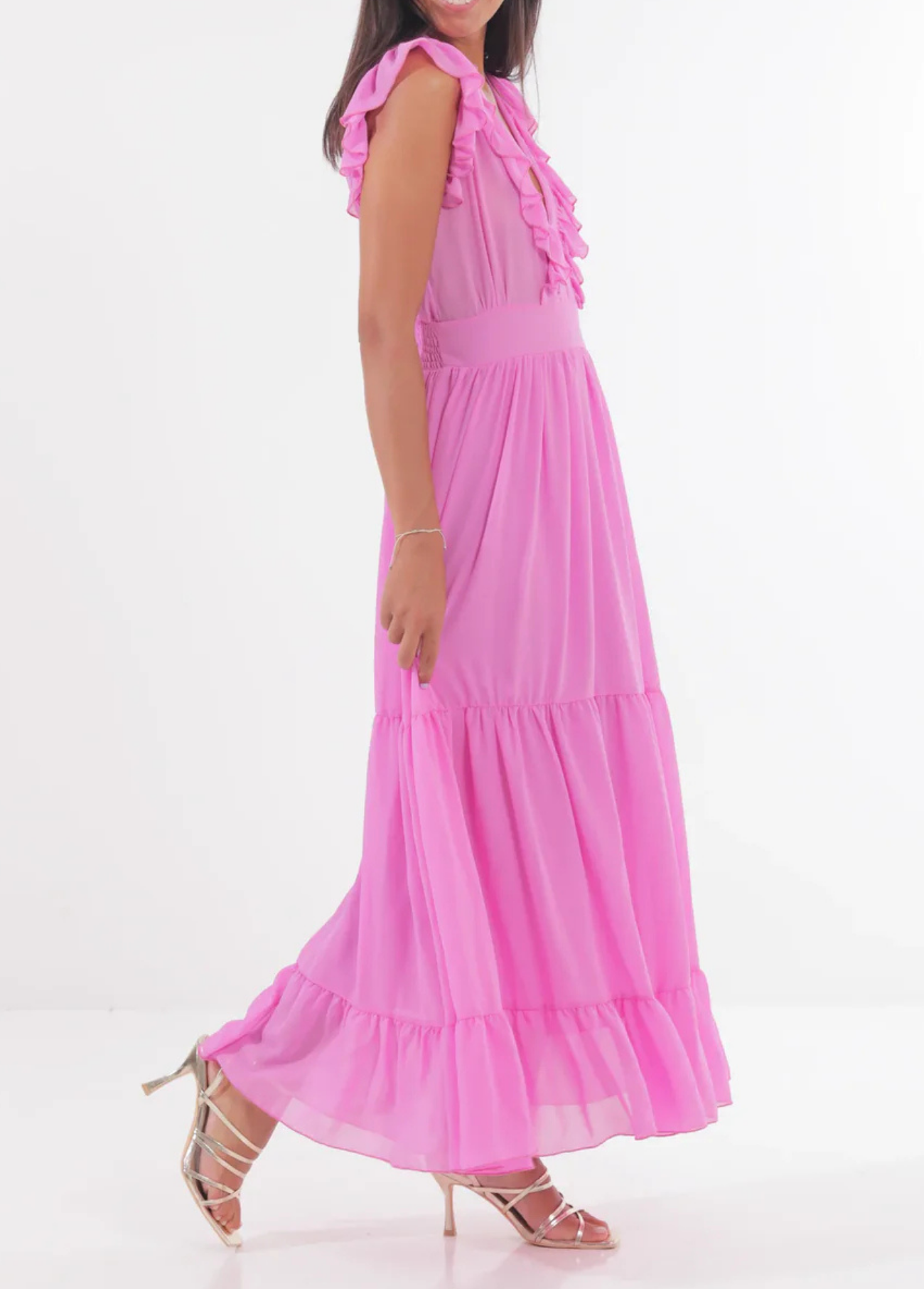 VESTIDO LONGO COM FOLHOS - MIMI MUA