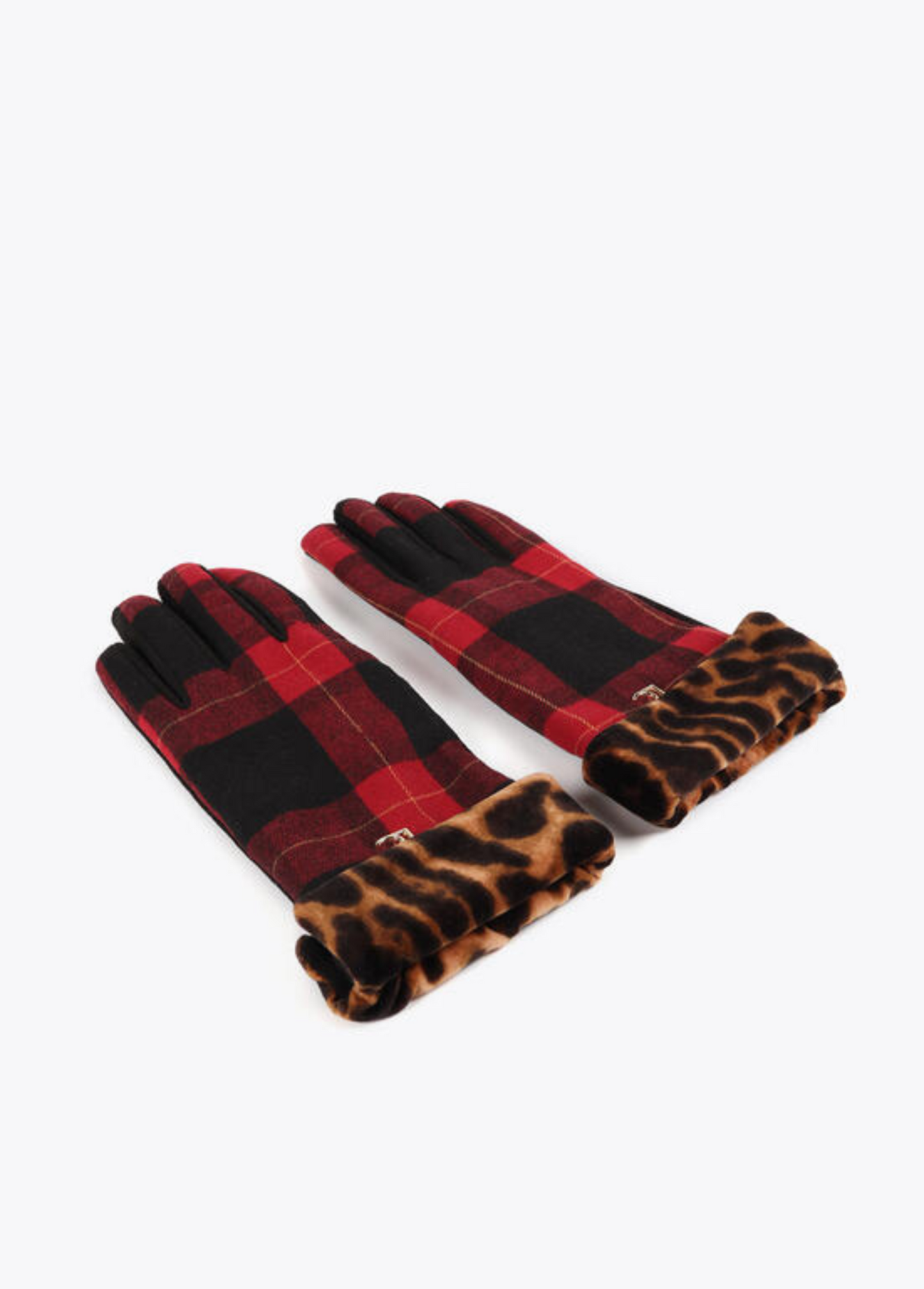 LUVAS COM XADREZ E PUNHO ANIMAL PRINT - LOLA CASADEMUNT