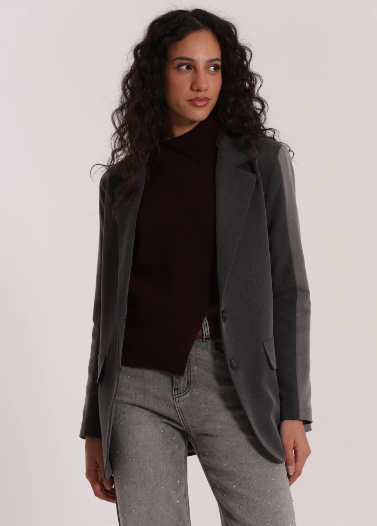 BLAZER BICOLOR EM 2 TONS DE CINZA - MIMI MUA