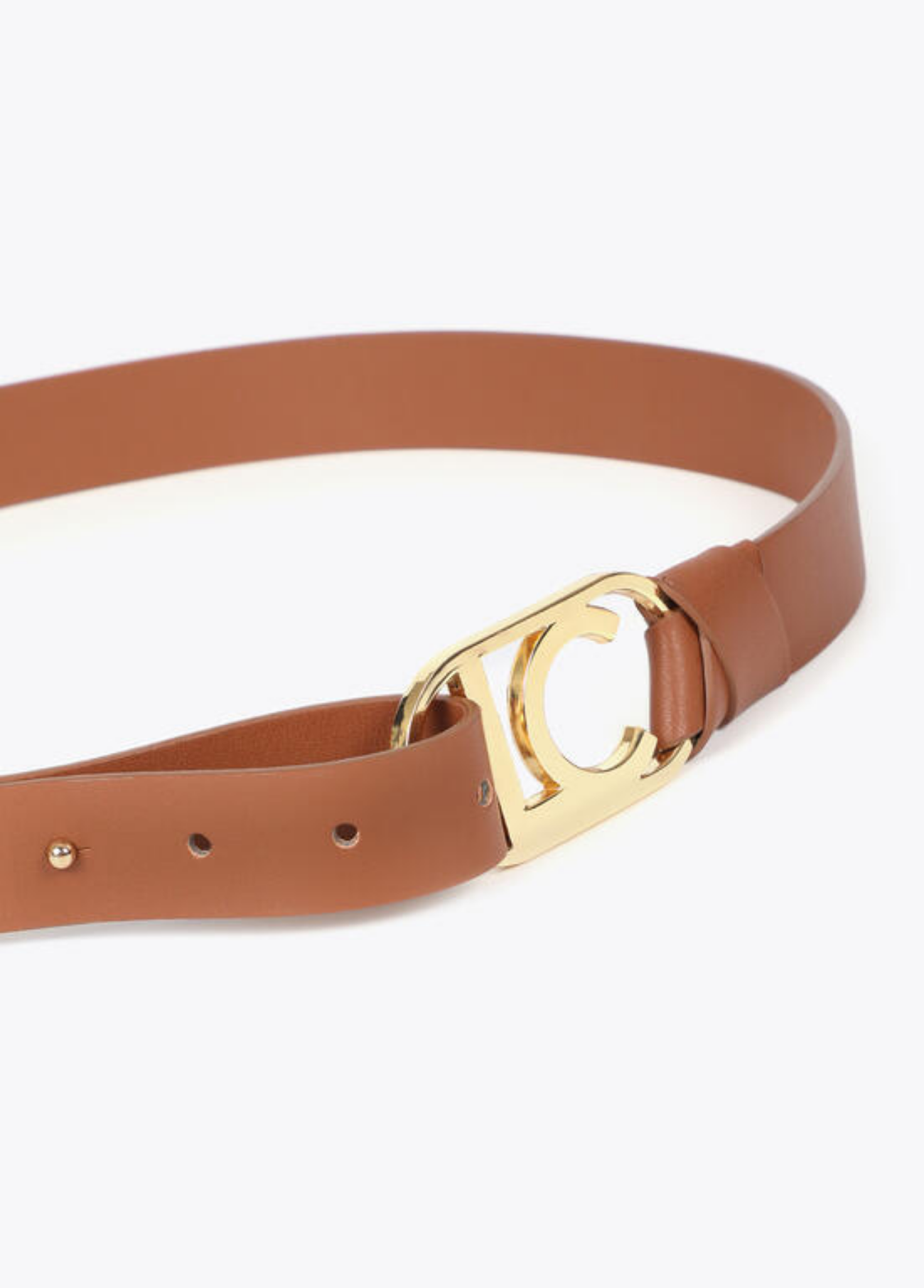 CINTO CAMEL COM FIVELA DOURADA OVAL LC - LOLA CASADEMUNT