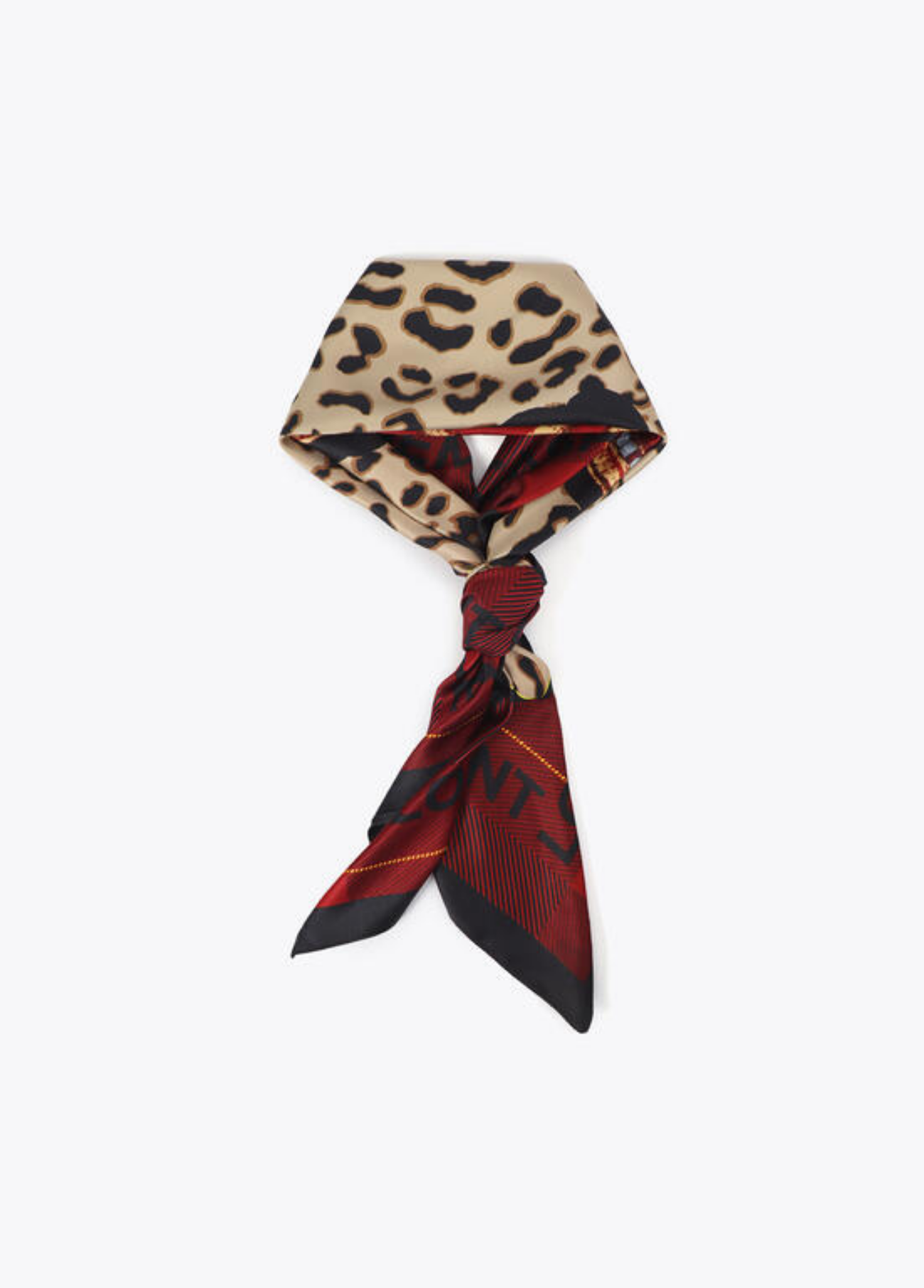 LENÇO ACETINADO ANIMAL PRINT COM XADREZ E BRASĀO LC - LOLA CASADEMUNT