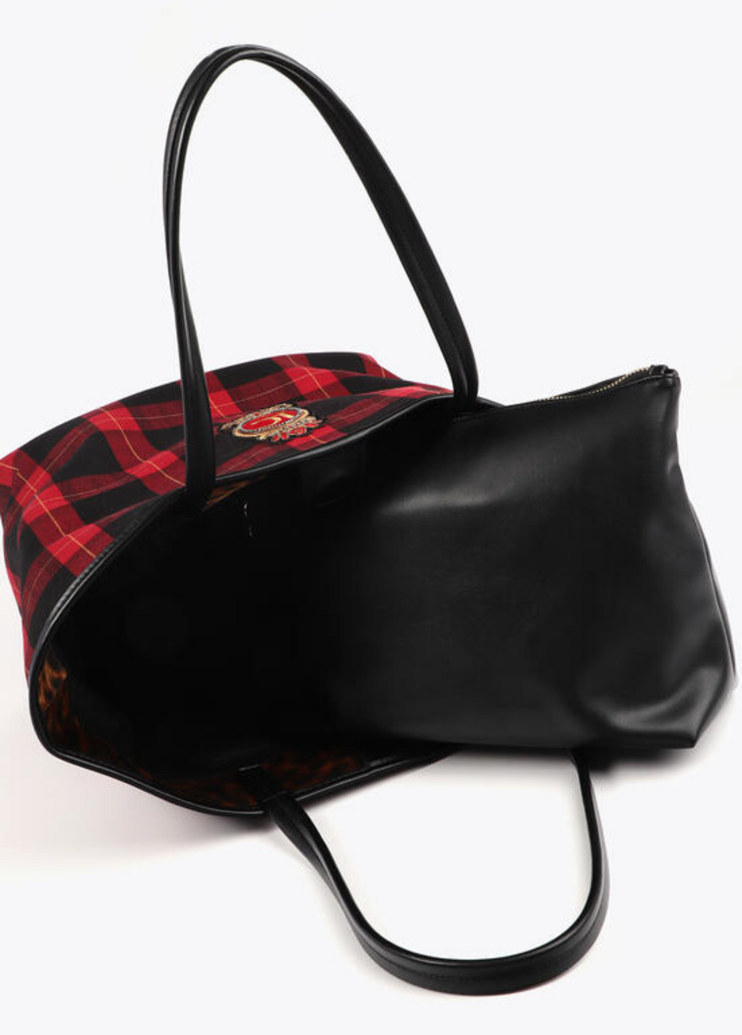 MALA SHOPPER EM XADREZ COM EMBLEMA - LOLA CASADEMUNT