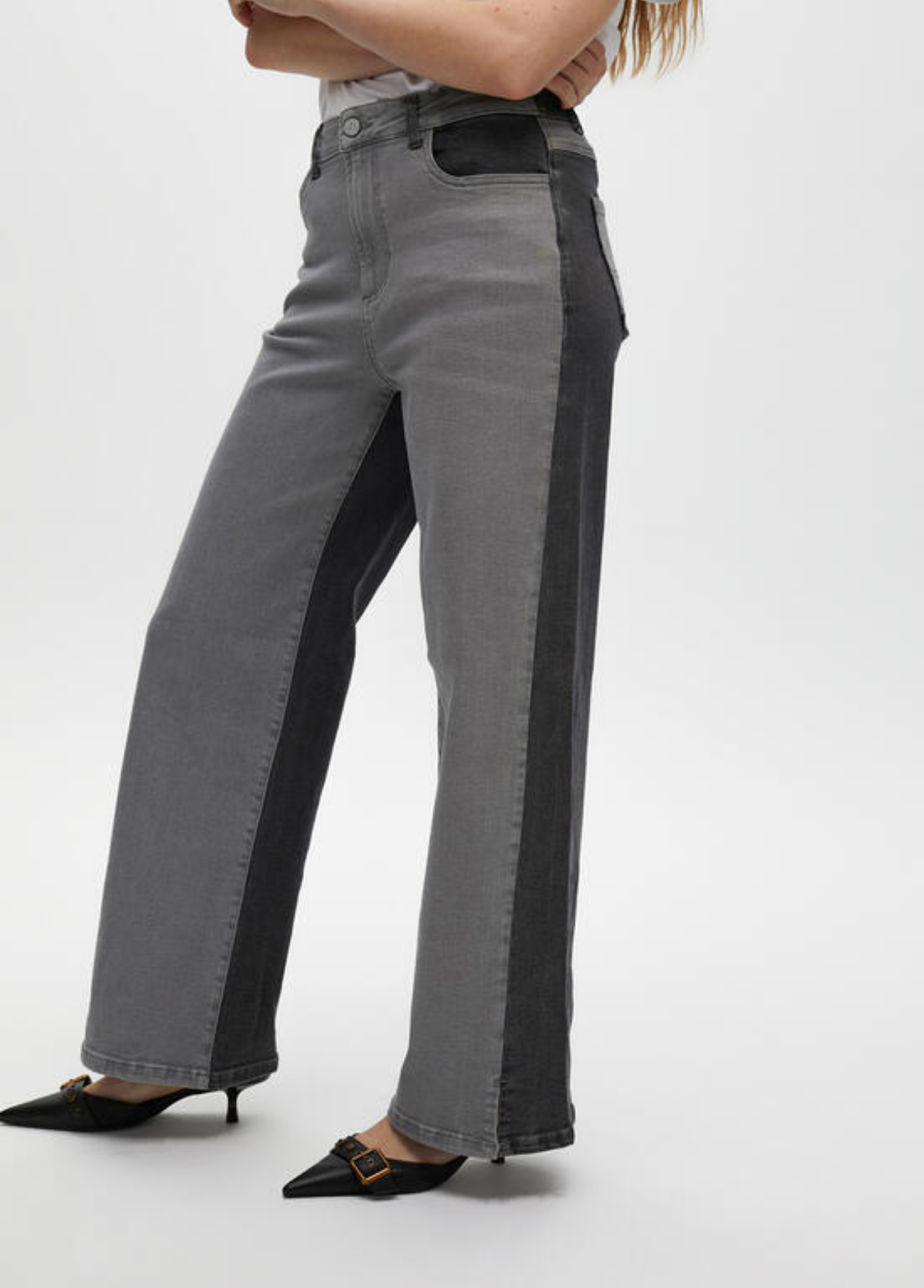 JEANS PERNA LARGA CONTRASTE BICOLOR - LOLA CASADEMUNT