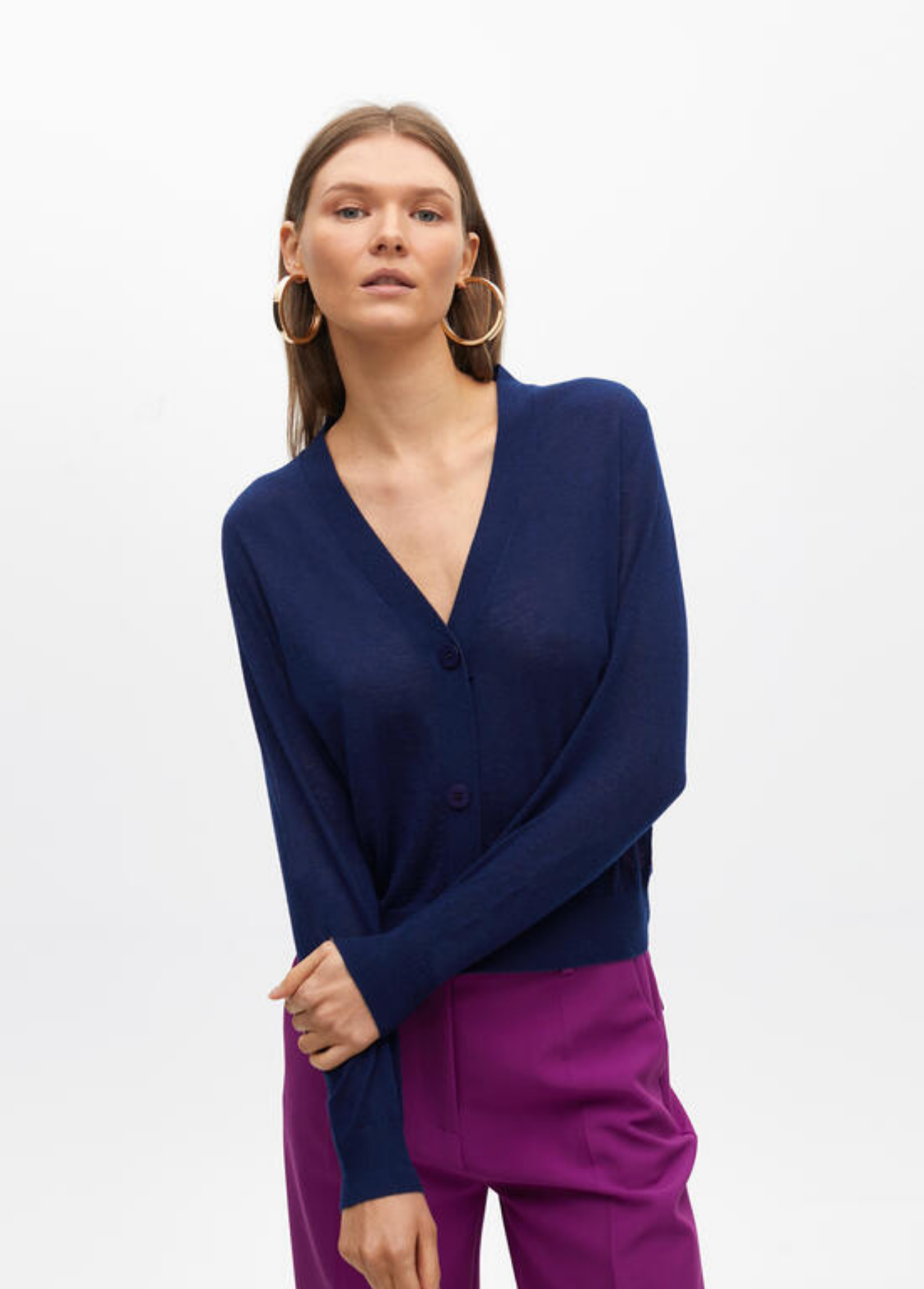 CARDIGAN AZUL COM COSTAS COM ESTAMPADO FLORAIS - LOLA CASADEMUNT BY MAITE