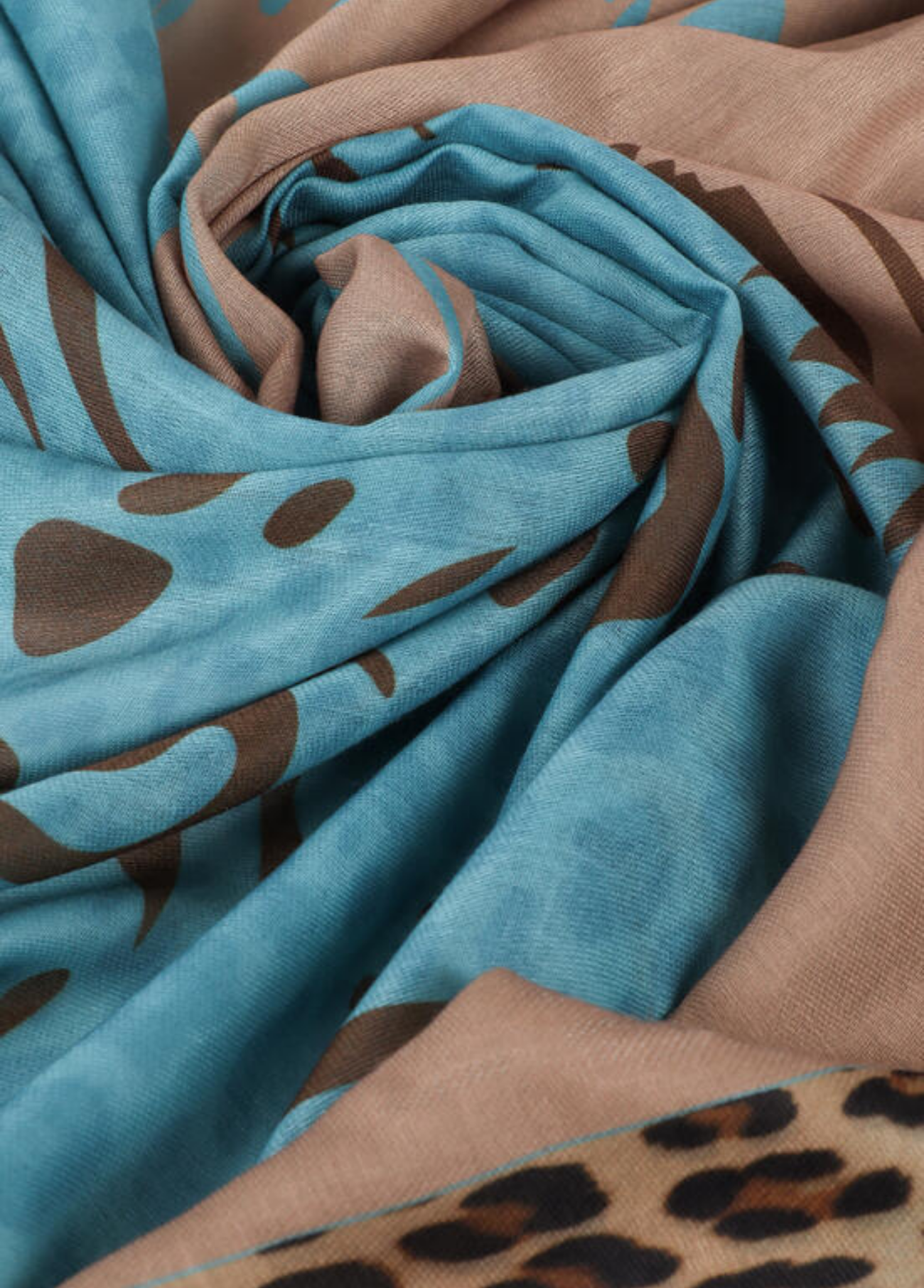 ÉCHARPE TURQUESA COM ESTAMPADO ANIMAL PRINT - LOLA CASADEMUNT