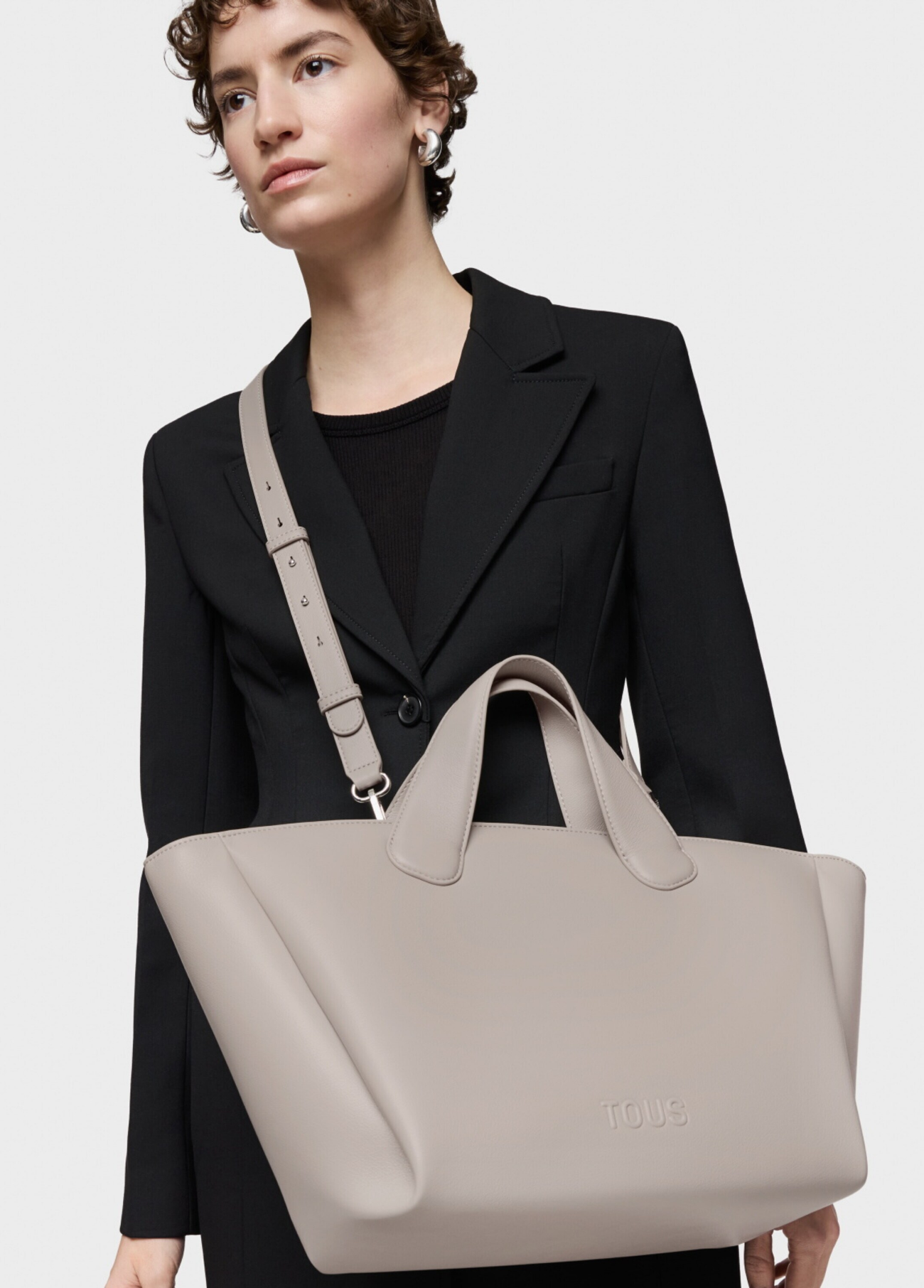 TOTE BAG GRANDE TAUPE BLOOM - TOUS