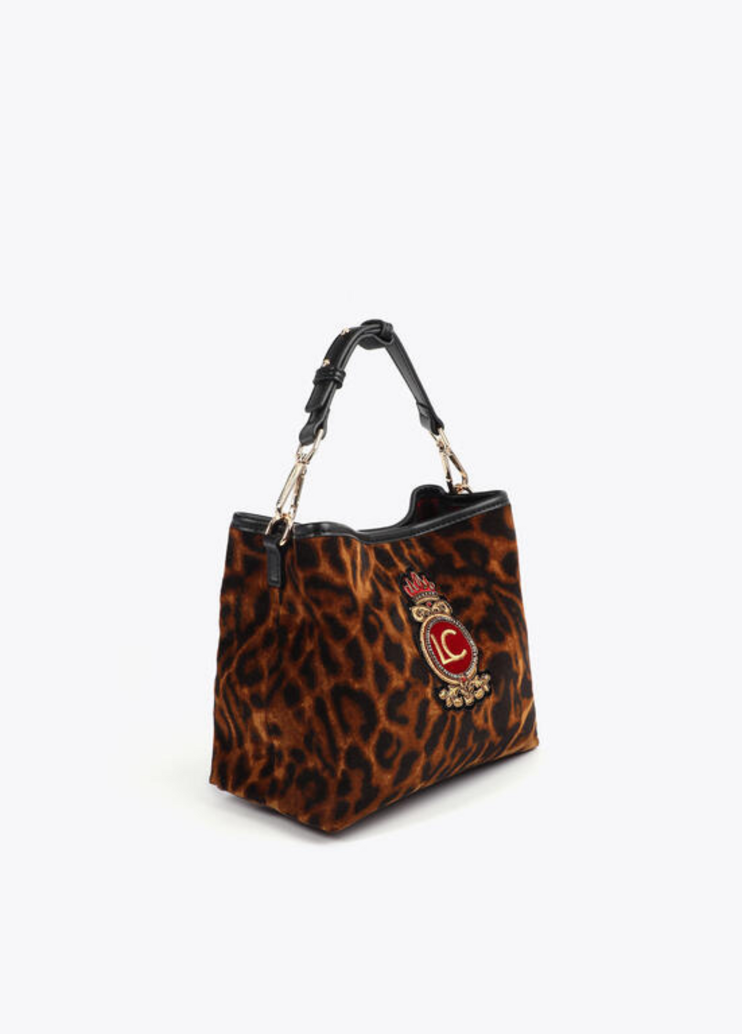 MALA LEOPARDO COM EMBLEMA LC - LOLA CASADEMUNT