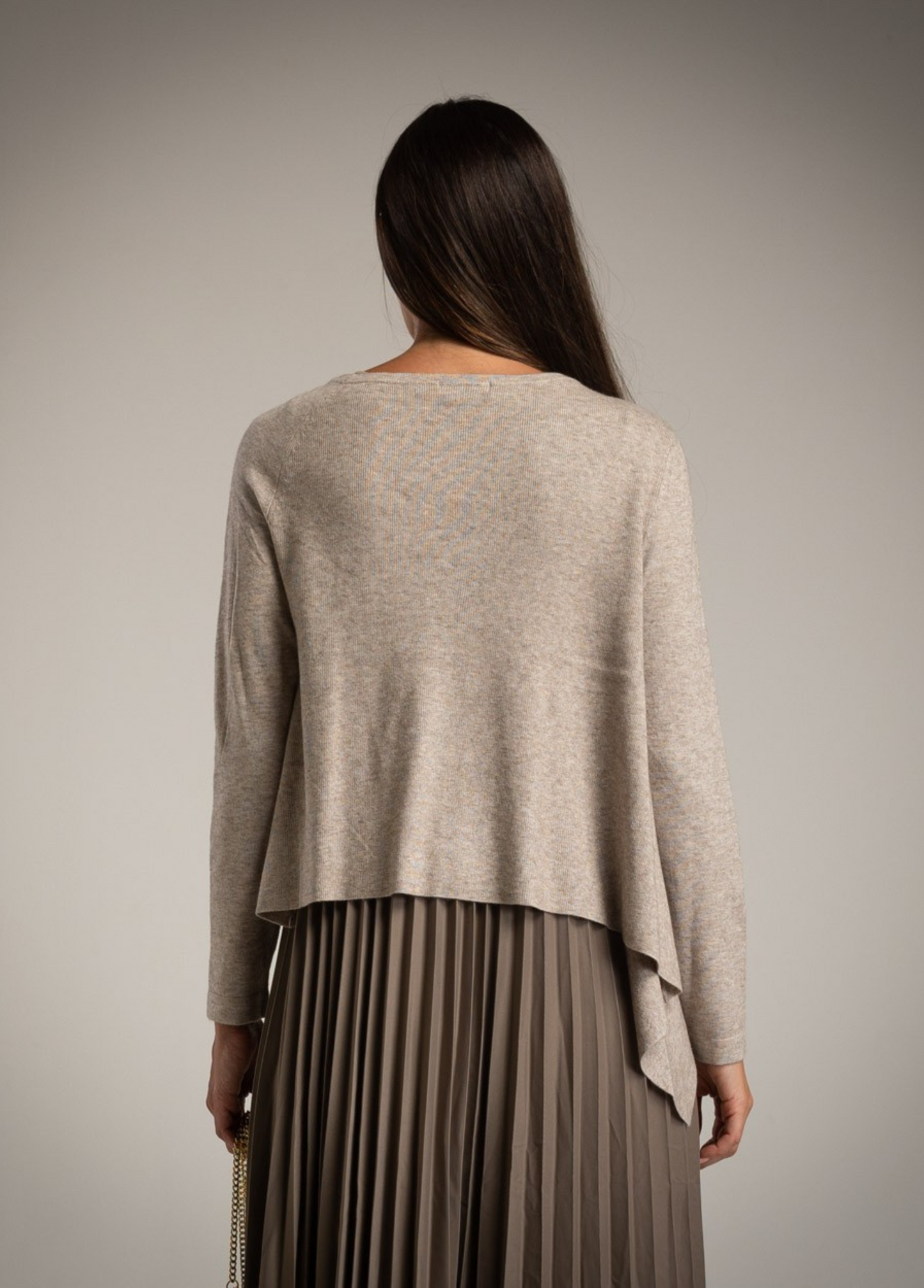 VESTIDO PLISSADO MIDI COM CAPA EM MALHA COM BRILHOS - ALBANOS