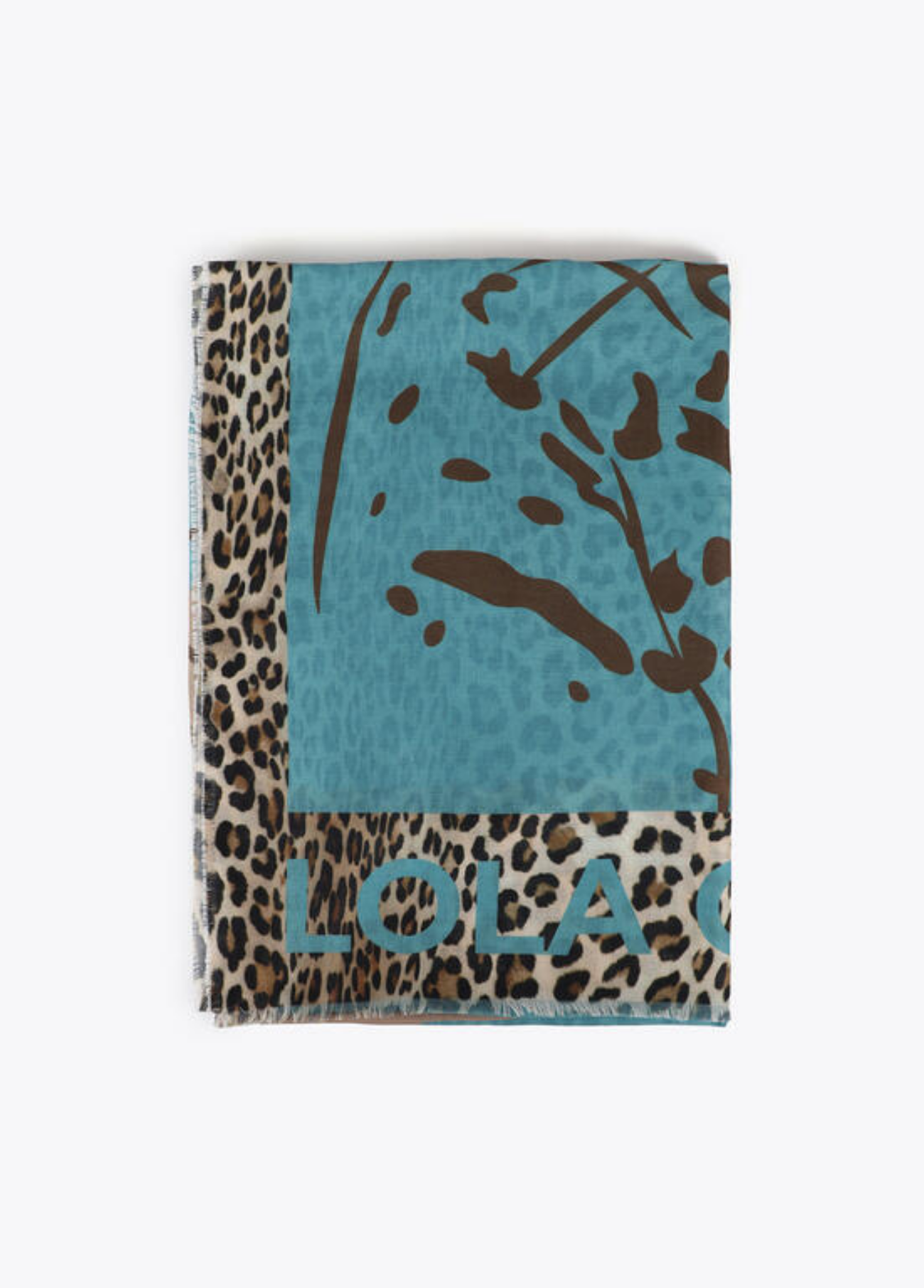 ÉCHARPE TURQUESA COM ESTAMPADO ANIMAL PRINT - LOLA CASADEMUNT