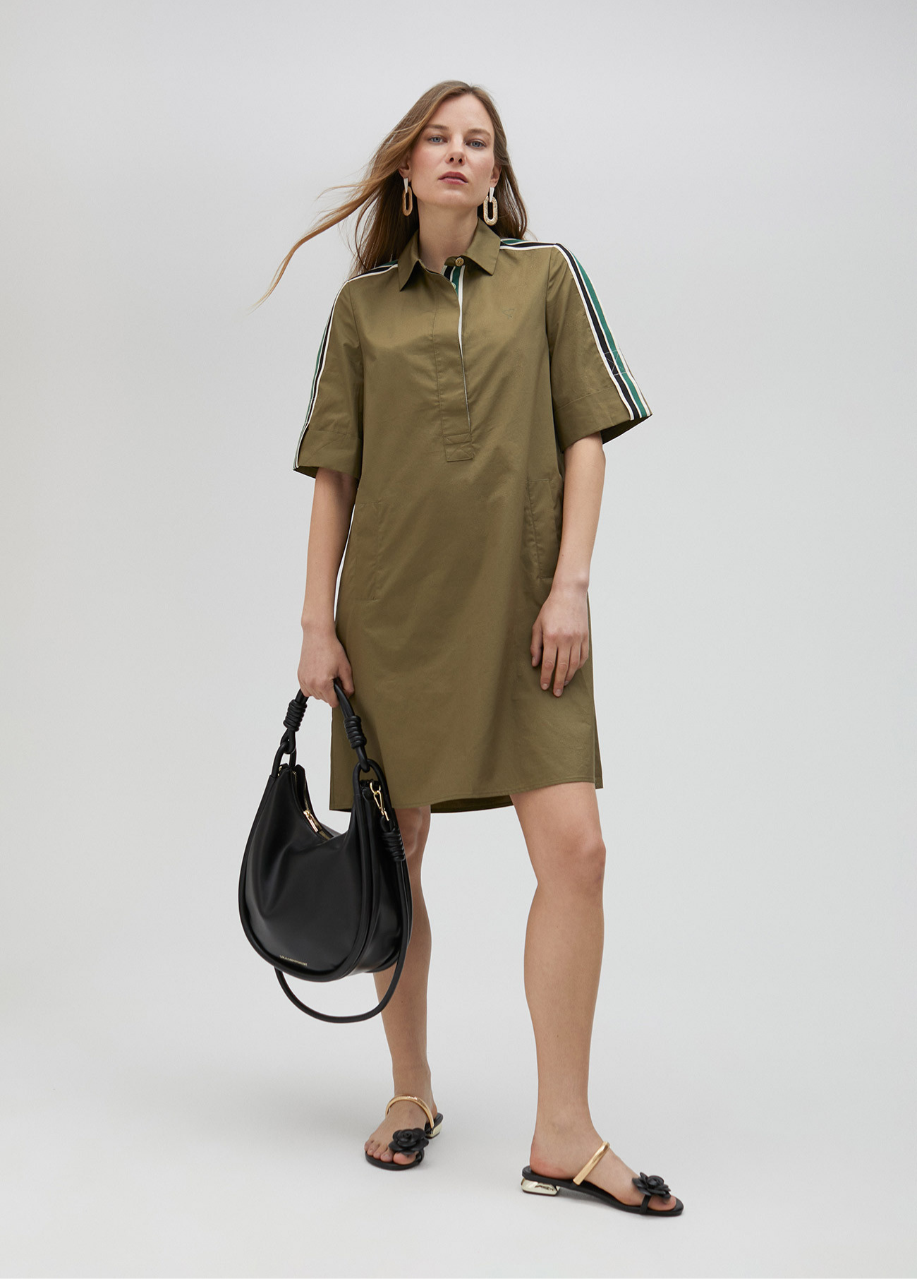 VESTIDO CAMISEIRO COM RISCAS NAS MANGAS - LOLA CASADEMUNT
