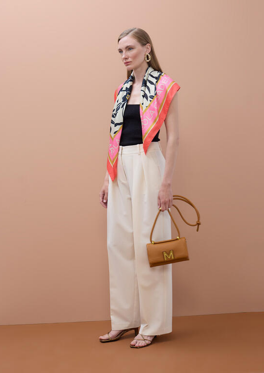 LENÇO ELEGANTE DE CETIM COM DESIGN FLORAL E PÁSSAROS - LOLA CASADEMUNT