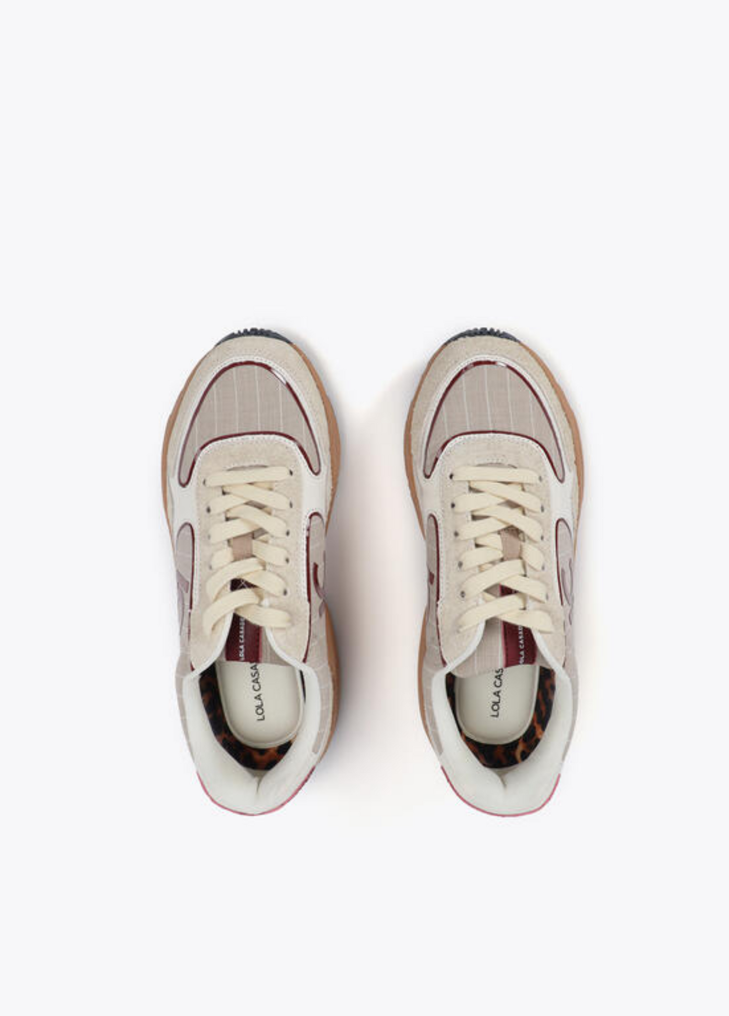 TÉNIS DESPORTIVOS CREME COM DETALHES BORDEAUX - LOLA CASADEMUNT