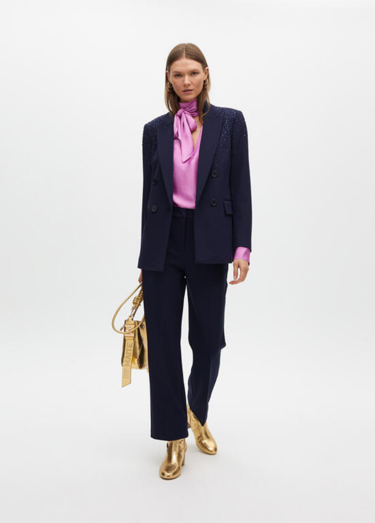 BLAZER AZUL MARINHO COM APLICAÇÕES DE BILHO - LOLA CASADEMUNT
