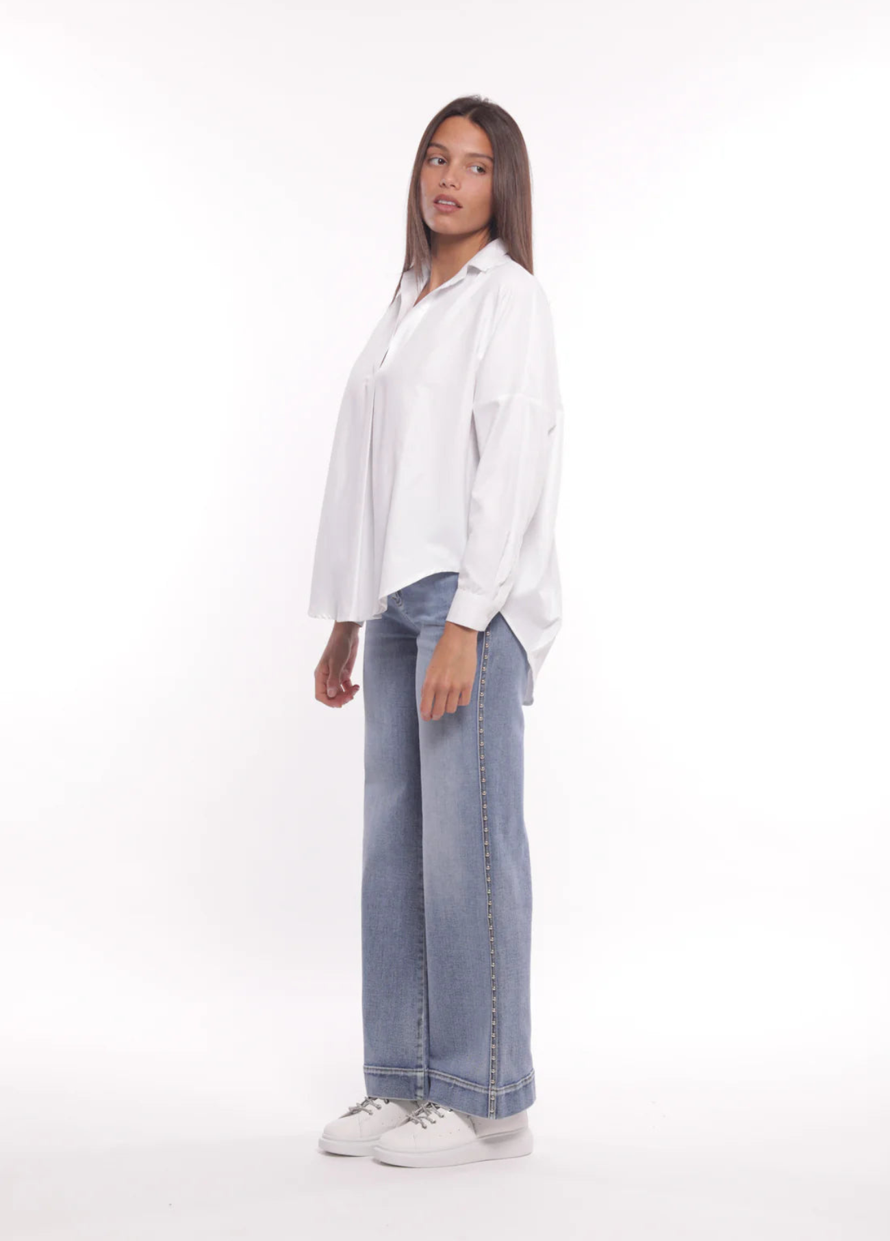 CALÇAS JEANS PALAZZO - MIMI MUA