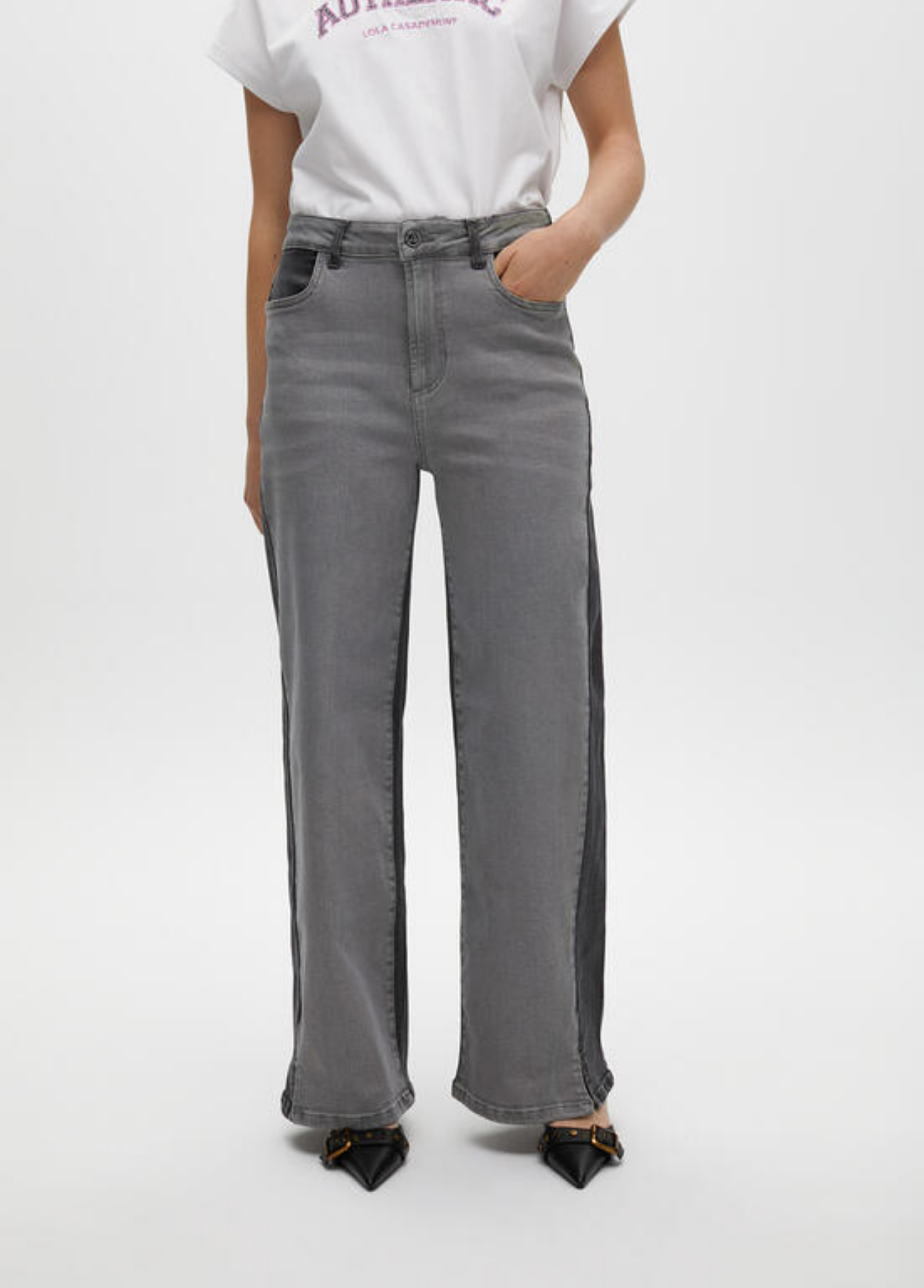 JEANS PERNA LARGA CONTRASTE BICOLOR - LOLA CASADEMUNT