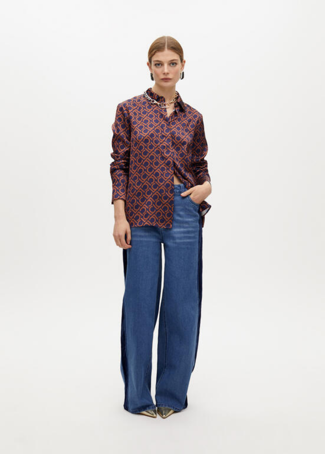 CAMISA ACETINADA ESTAMPADA MANGA COMPRIDA - LOLA CASADEMUNT
