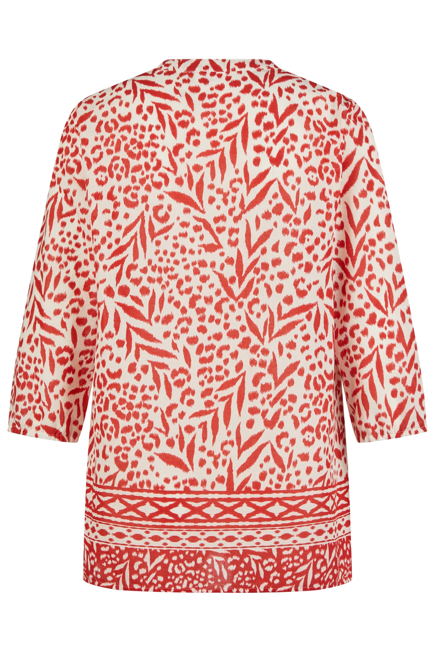 BLUSA COMPRIDA ALGODÃO ESTAMPADO VERMELHO - BARBARA LEBEK