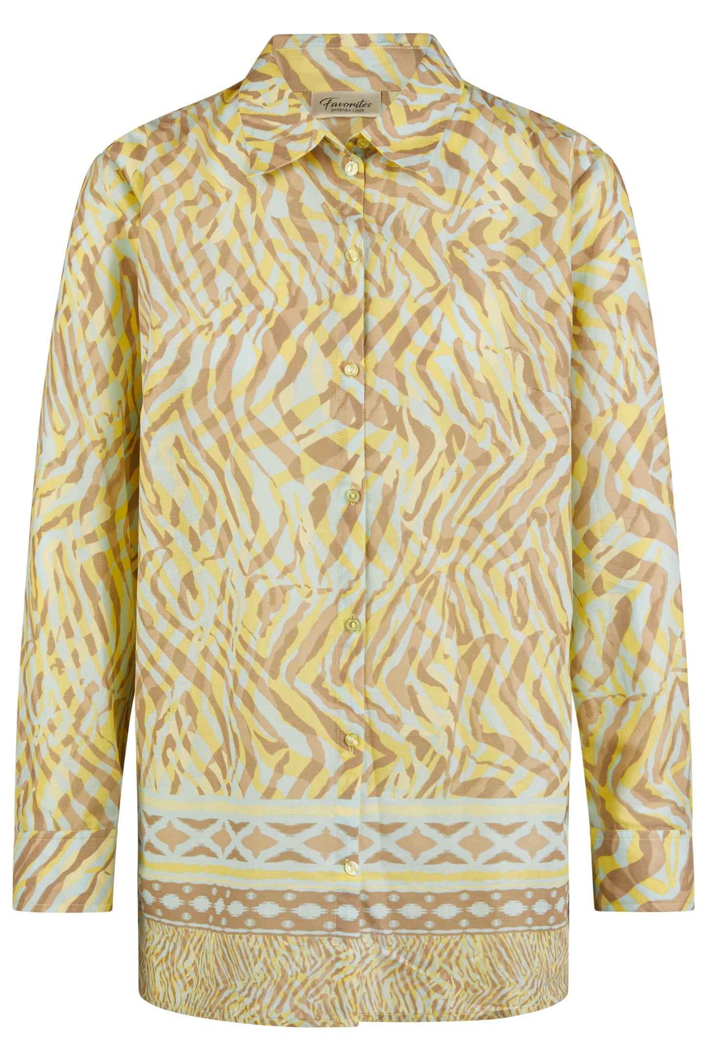 CAMISA ALGODÃO ESTAMPADO AMARELO E BEGE - BARBARA LEBEK