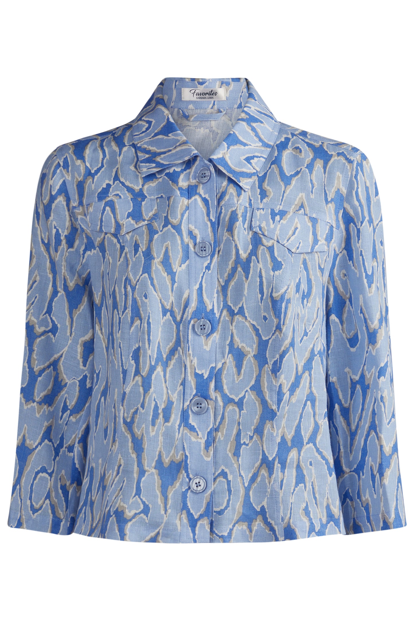 BLUSÃO LINHO ESTAMPADO AZUL - BARBARA LEBEK