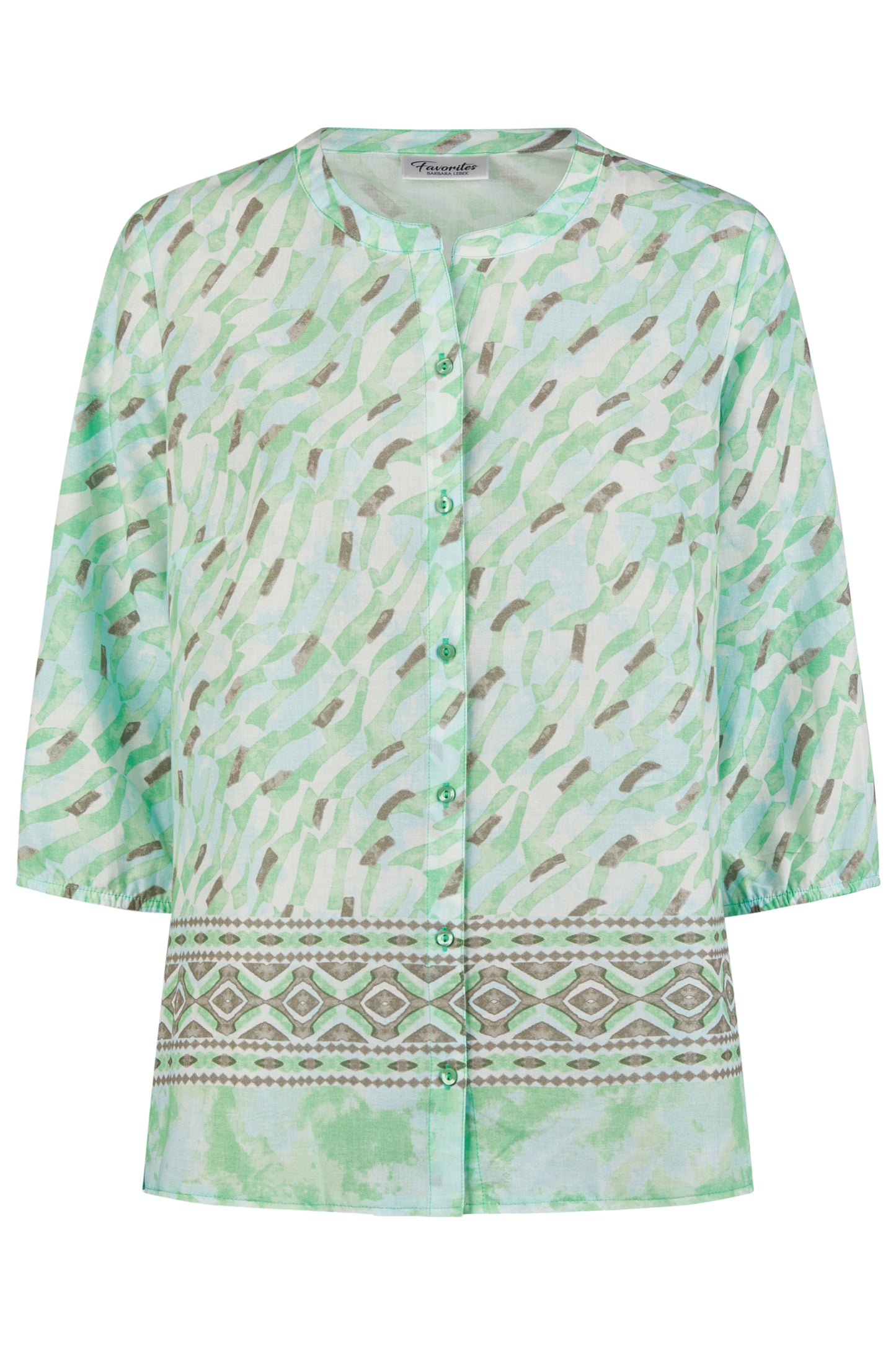 TÚNICA EM ALGODÃO ESTAMPADO VERDE - BARBARA LEBEK