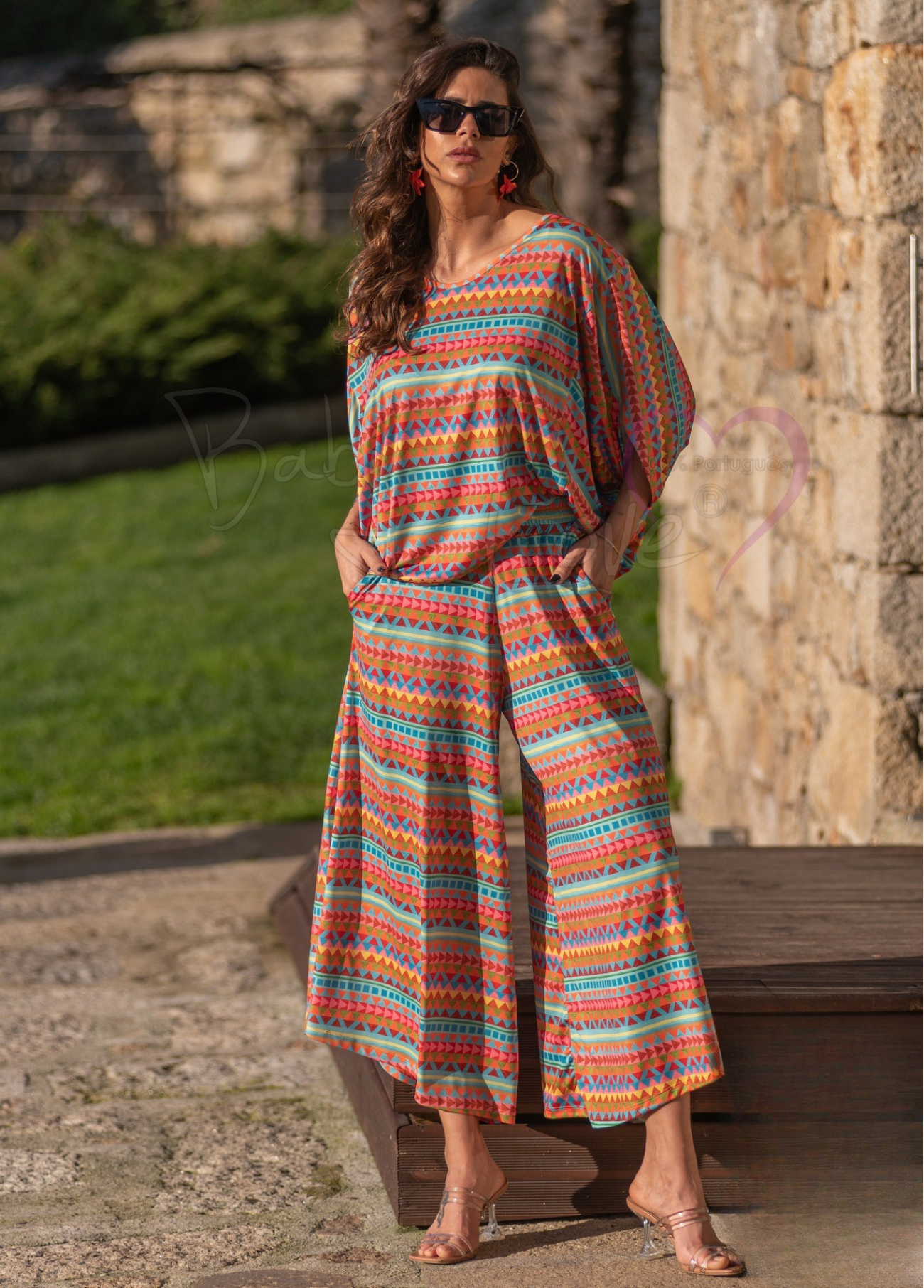 CALÇAS CULOTTE ESTAMPADO GEOMÉTRICO - BABY LOVE
