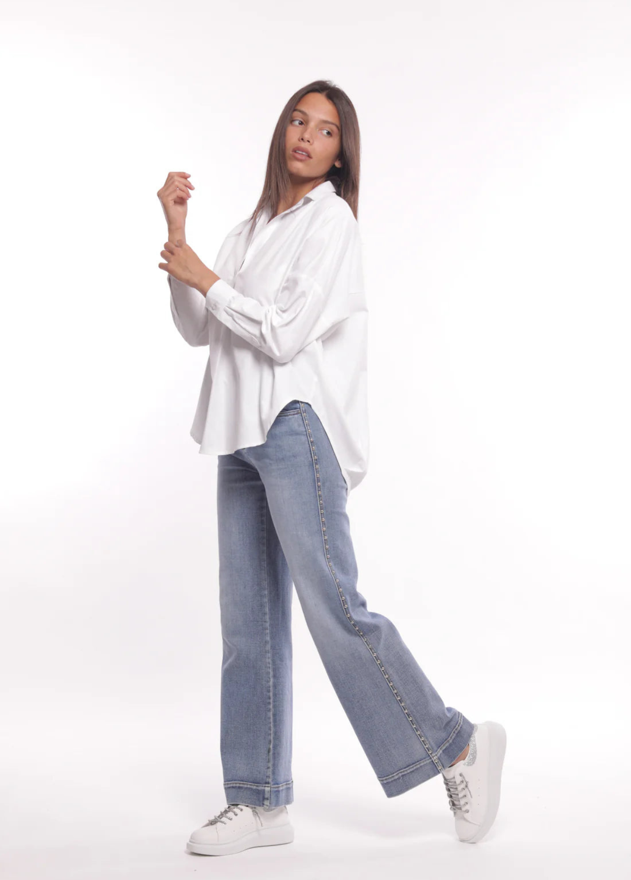 CALÇAS JEANS PALAZZO - MIMI MUA