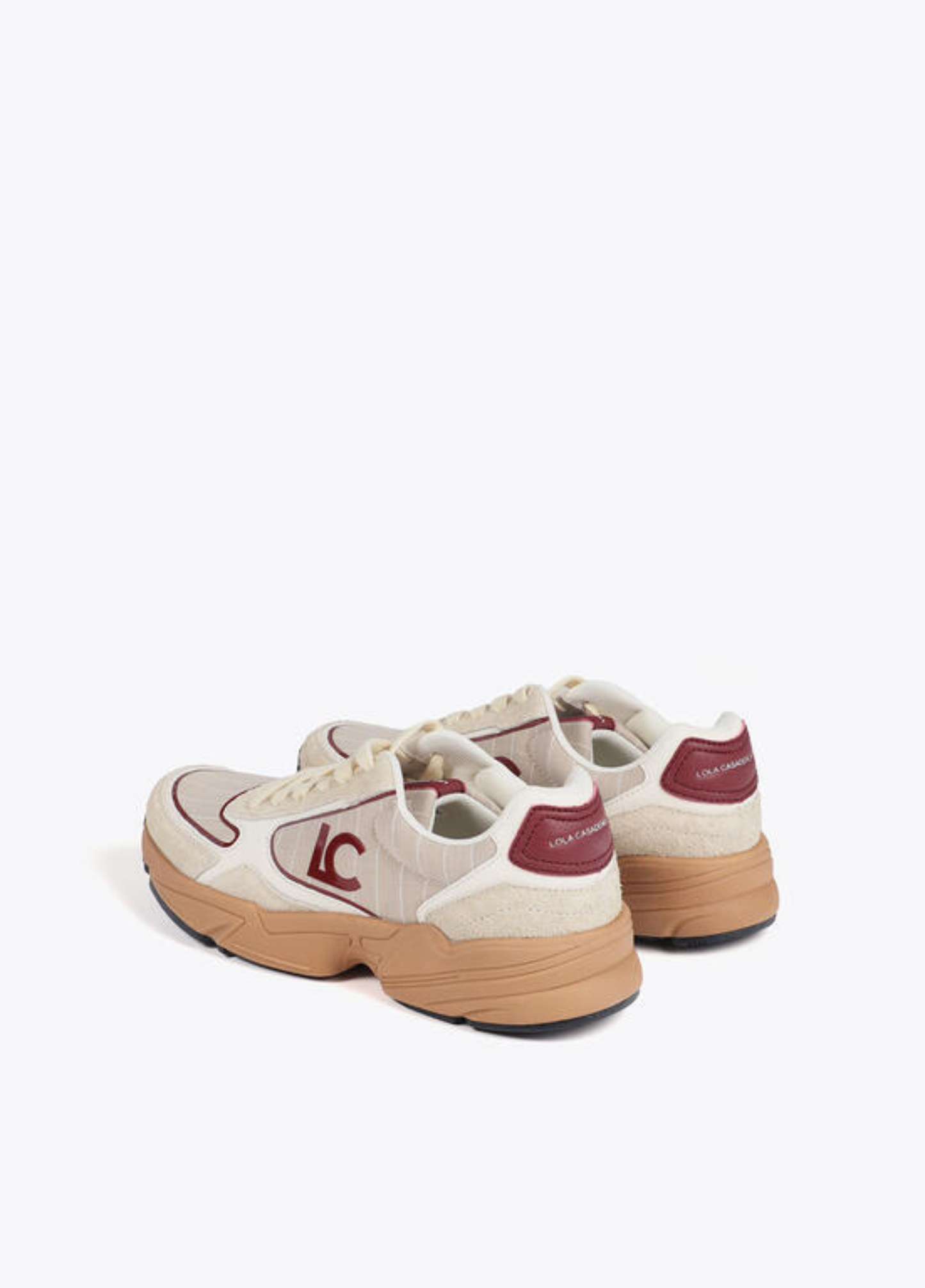 TÉNIS DESPORTIVOS CREME COM DETALHES BORDEAUX - LOLA CASADEMUNT