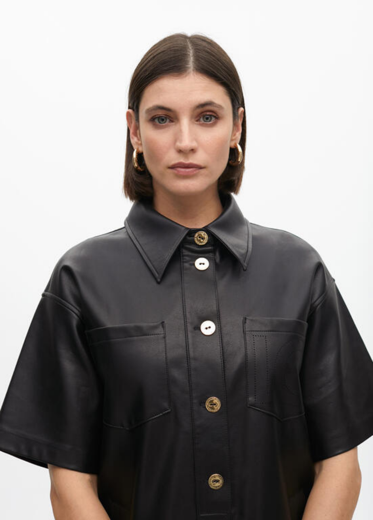 VESTIDO PRETO CAMISEIRO EM ECOPELE - LOLA CASADEMUNT