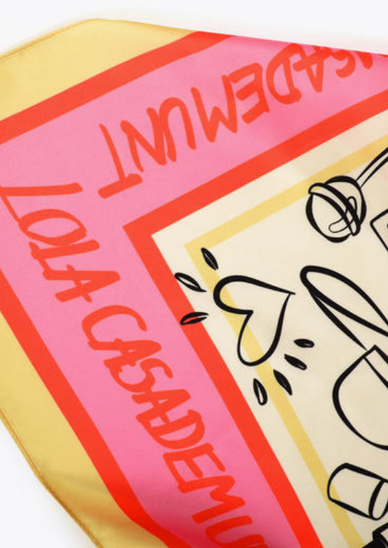 LENÇO DE SEDA CETINADA COM MOTIVOS ICÓNICOS LC - LOLA CASADEMUNT