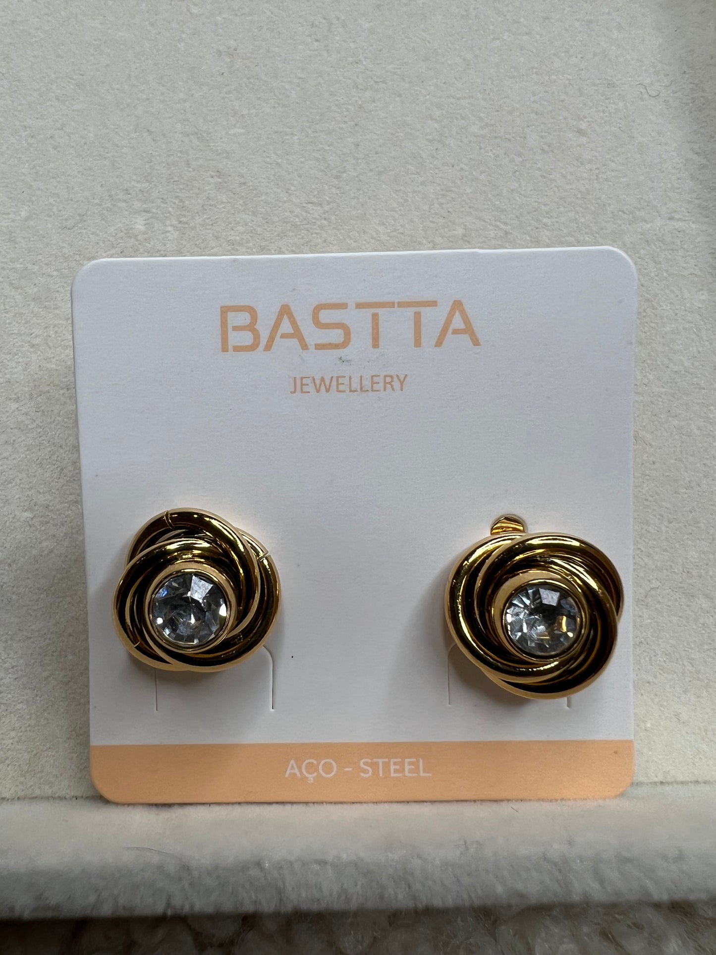 BRINCOS ROSA COM BRILHO - BASTTA
