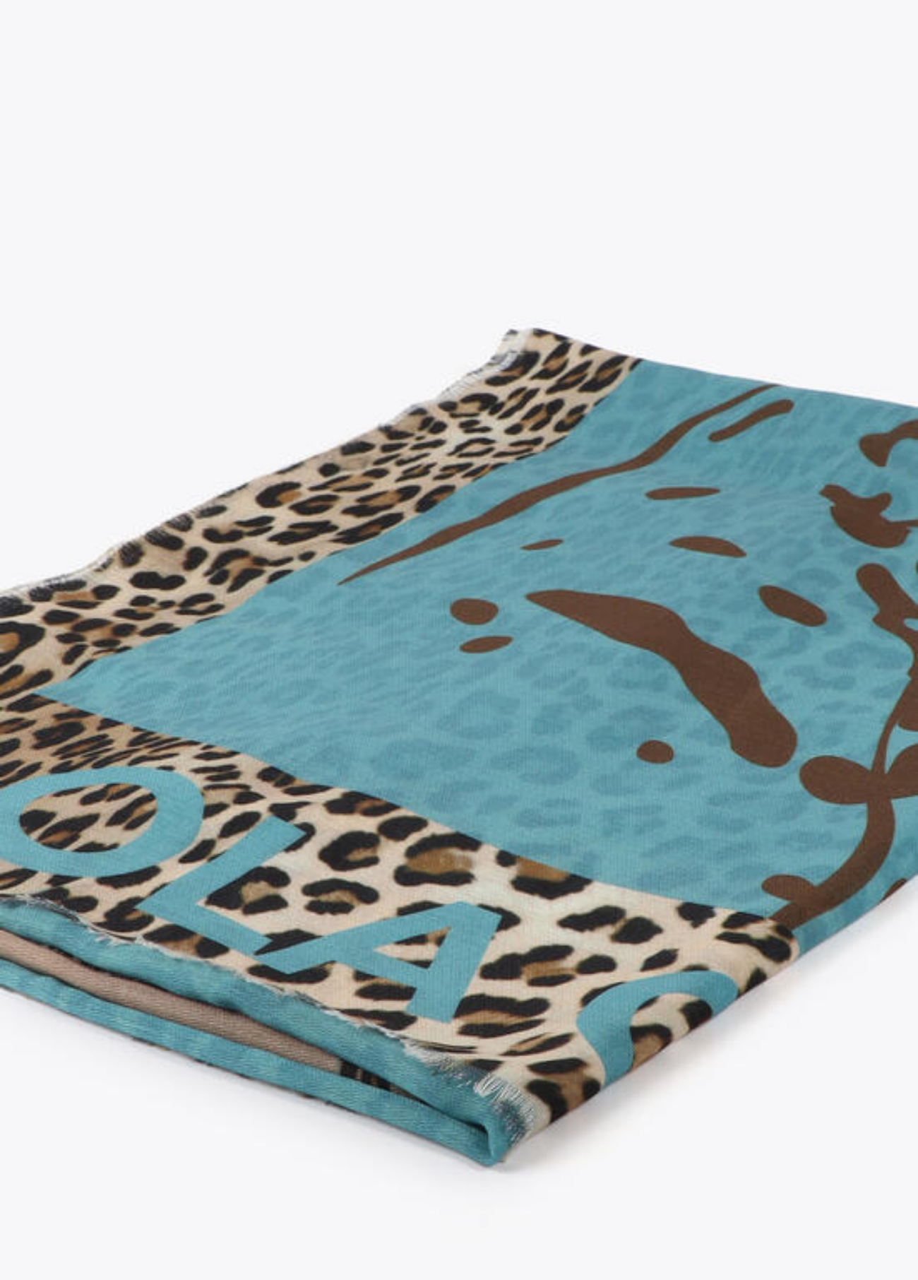 ÉCHARPE TURQUESA COM ESTAMPADO ANIMAL PRINT - LOLA CASADEMUNT