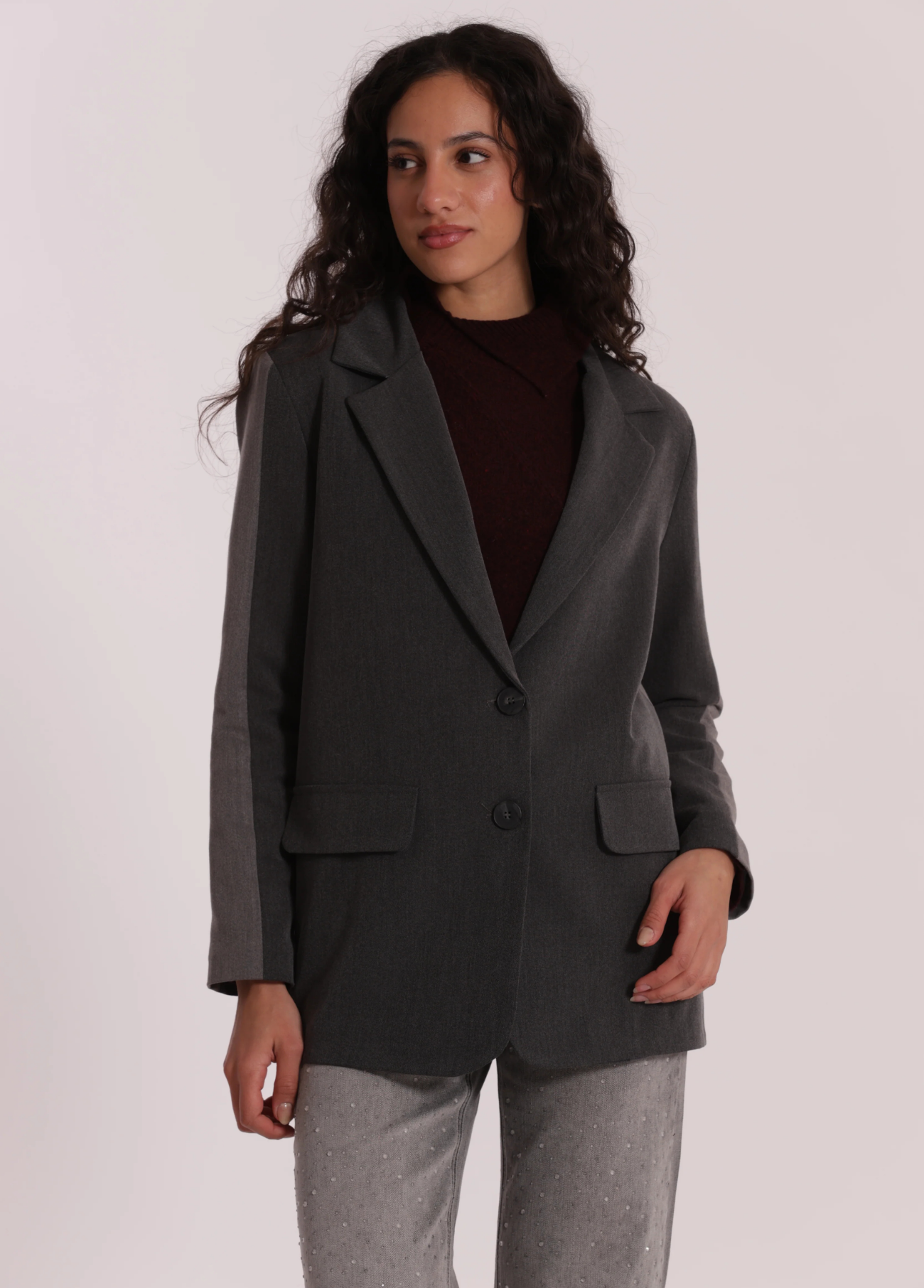 BLAZER BICOLOR EM 2 TONS DE CINZA - MIMI MUA
