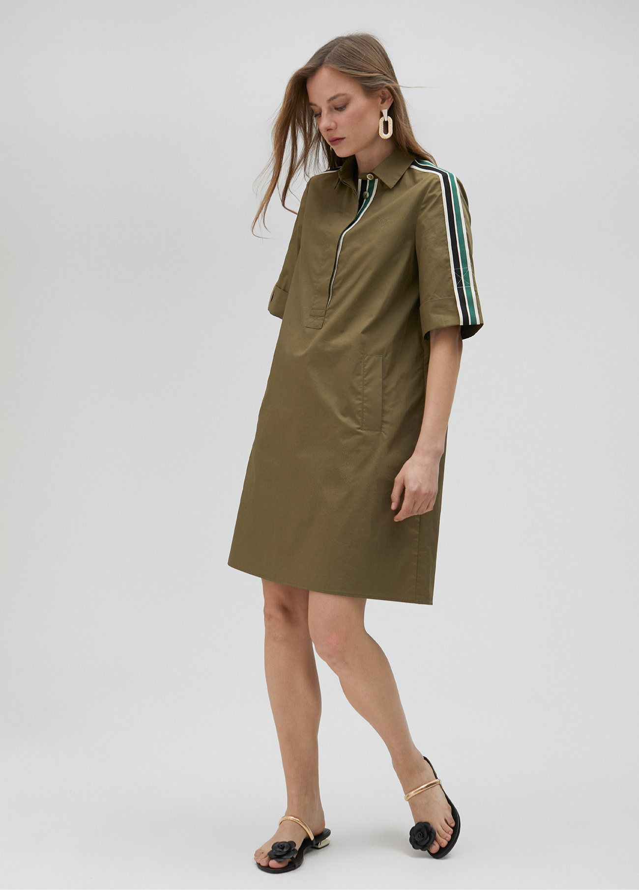 VESTIDO CAMISEIRO COM RISCAS NAS MANGAS - LOLA CASADEMUNT