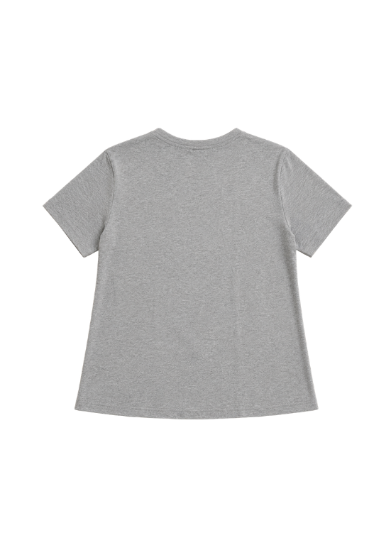 T-SHIRT CINZENTA COM MONOGRAMA DE RENDA PRETA - FOURSOUL
