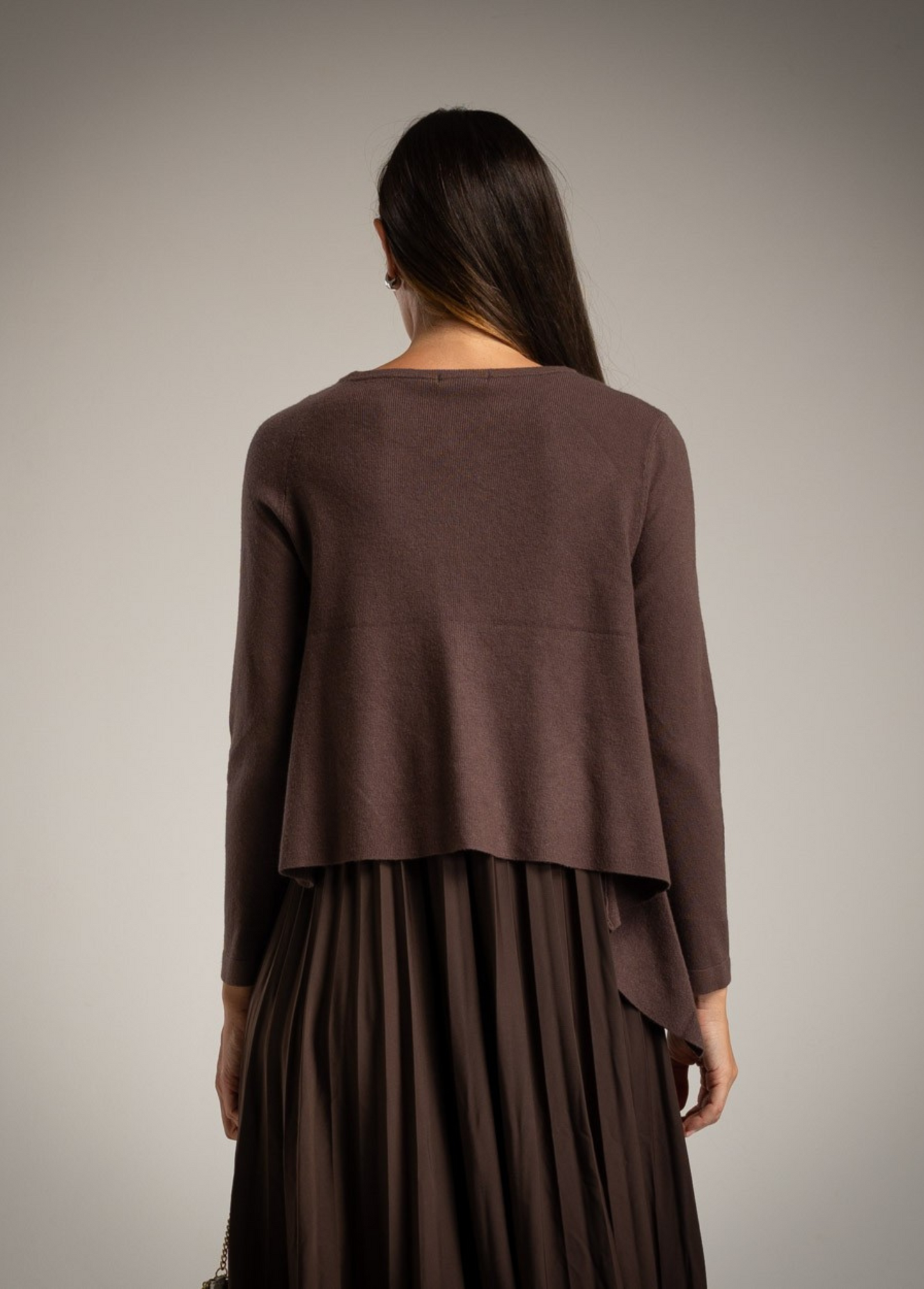 VESTIDO PLISSADO MIDI COM CAPA EM MALHA COM BRILHOS - ALBANOS