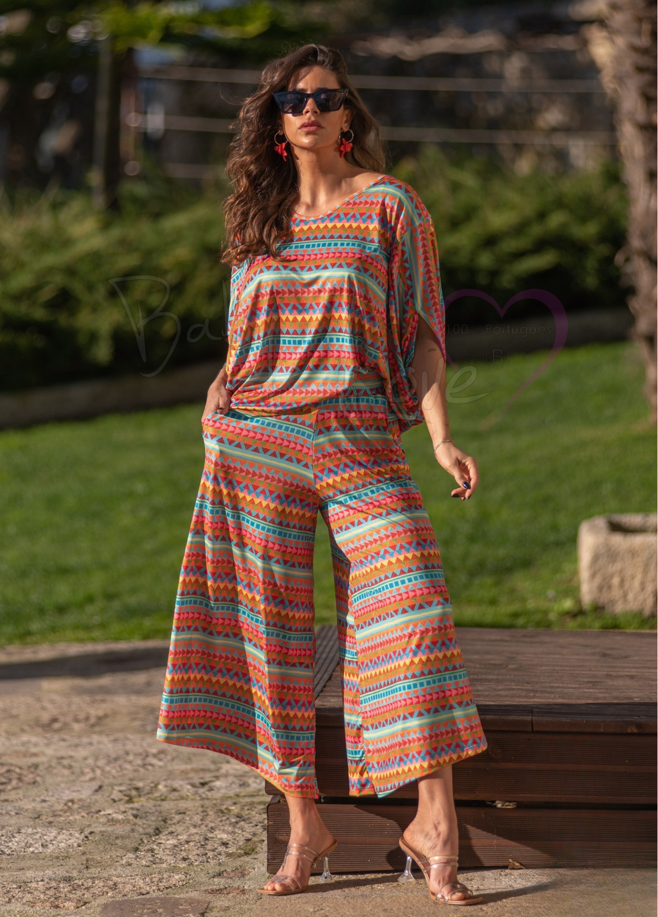 CALÇAS CULOTTE ESTAMPADO GEOMÉTRICO - BABY LOVE