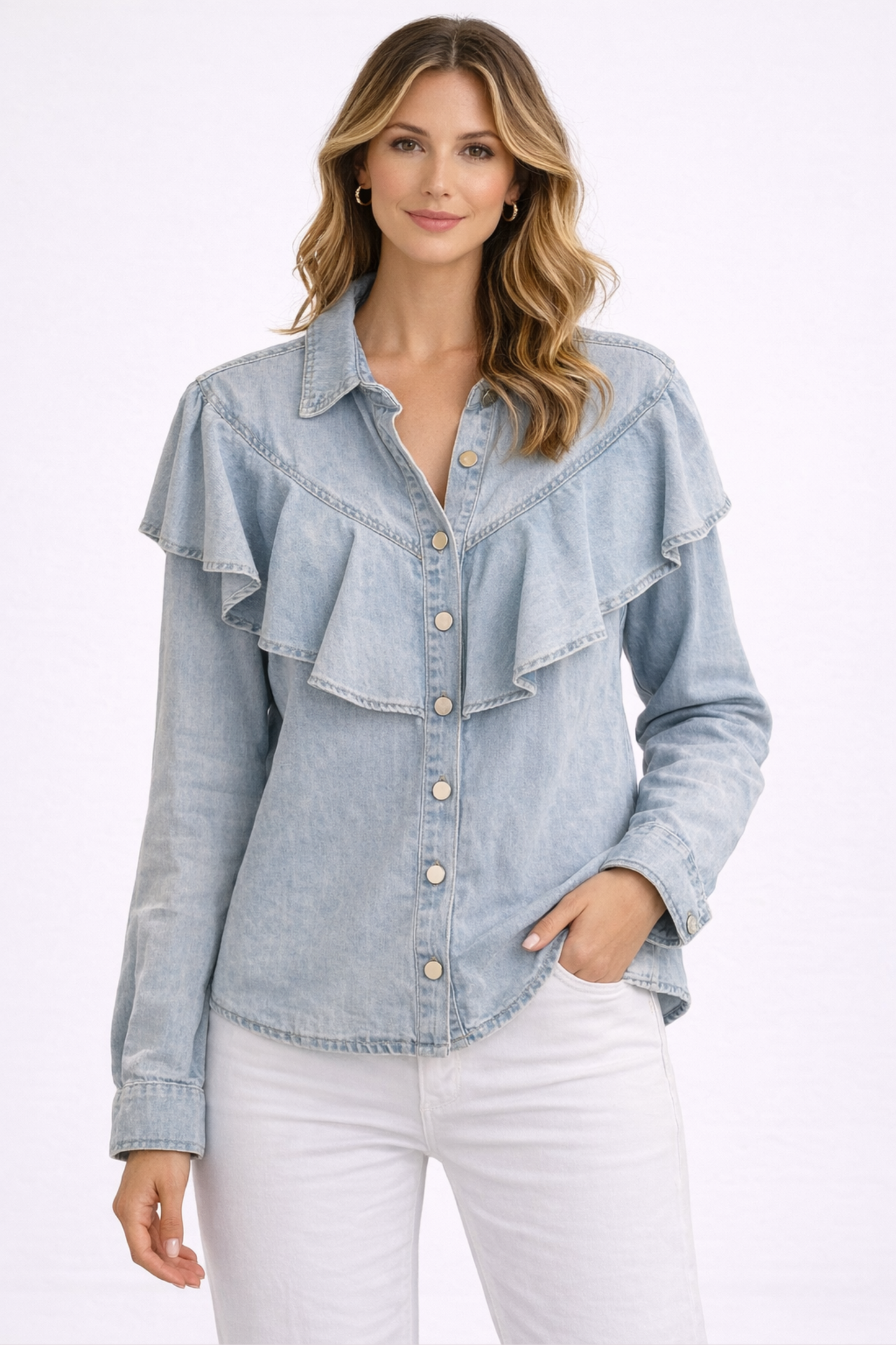 CAMISA DE GANGA COM FOLHOS - ALIBY