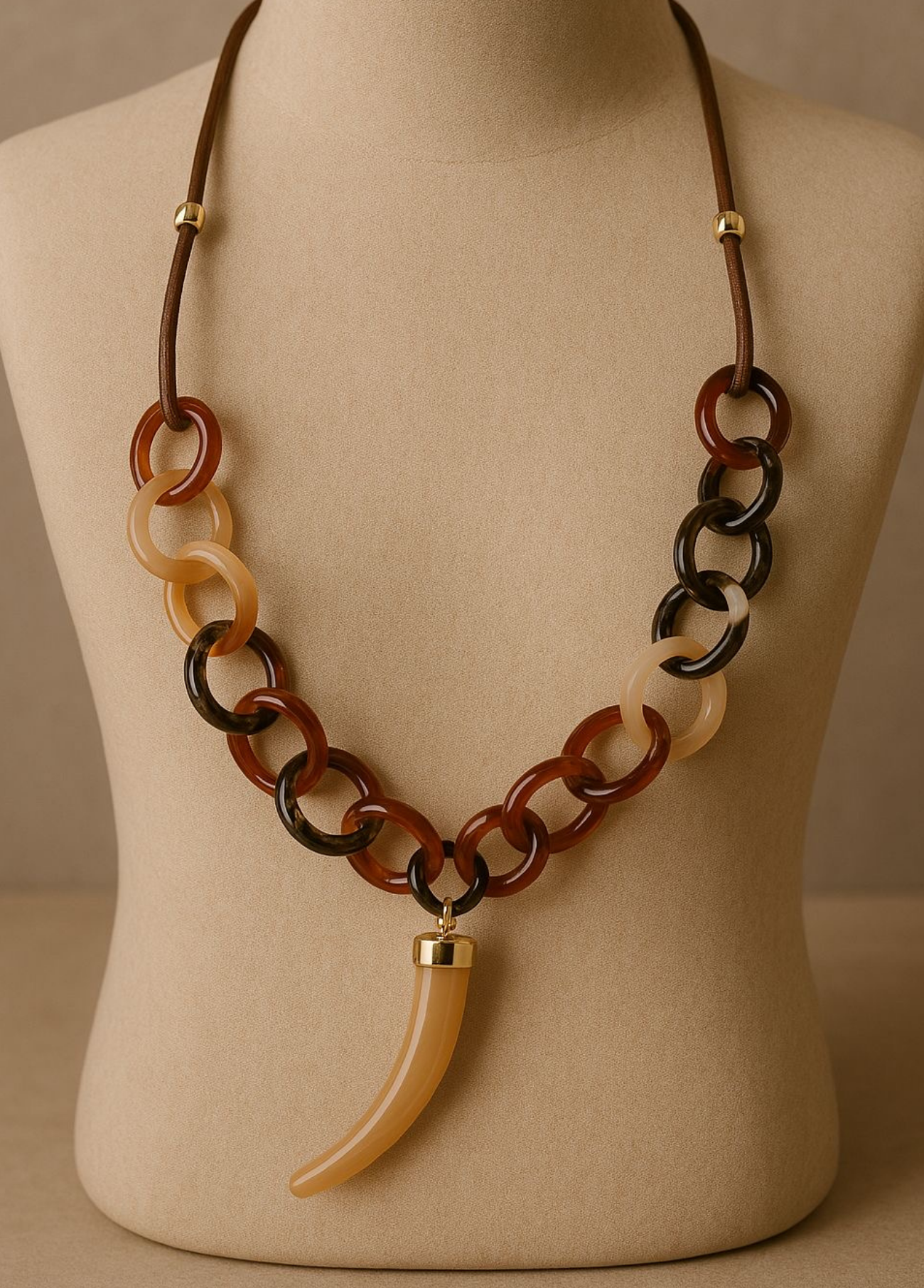 COLAR ACRÍLICO COM DENTE DE MARFIM - ALIBY